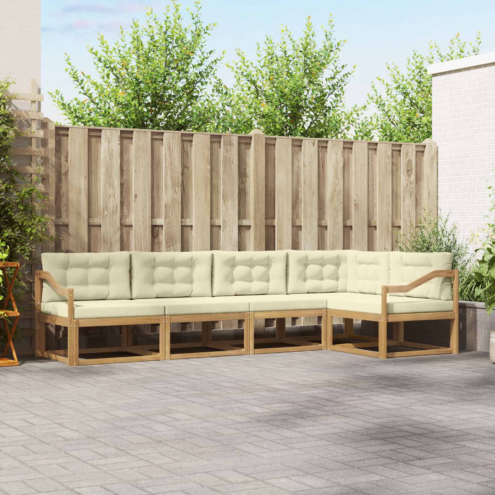 vidaXL Set de canapele de exterior 4 pcs Alb și crem Poliester