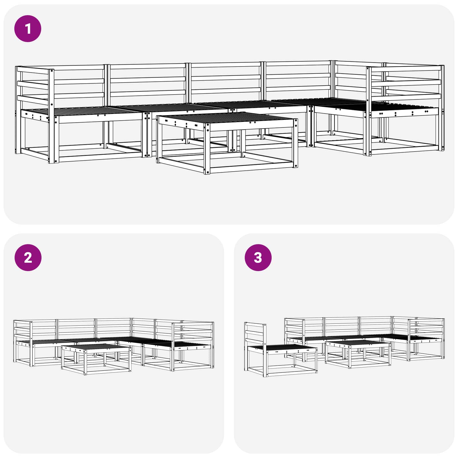 Buiten bankenset 6 pcs Wit 79 x 79 x 37 cm Massief Acaciahout image 8