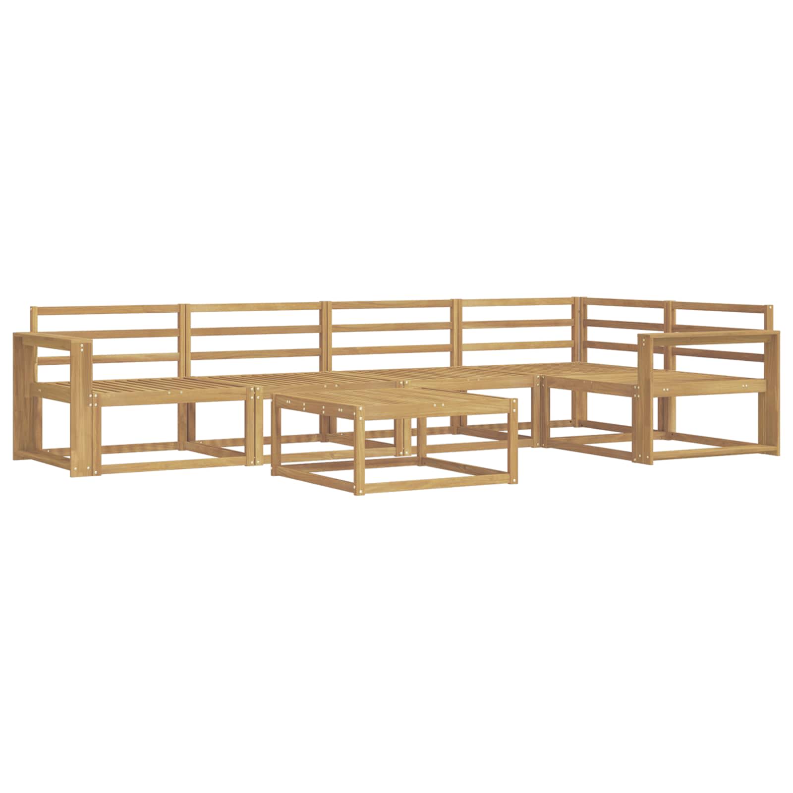 Buiten bankenset 6 pcs Wit 79 x 79 x 37 cm Massief Acaciahout image 2