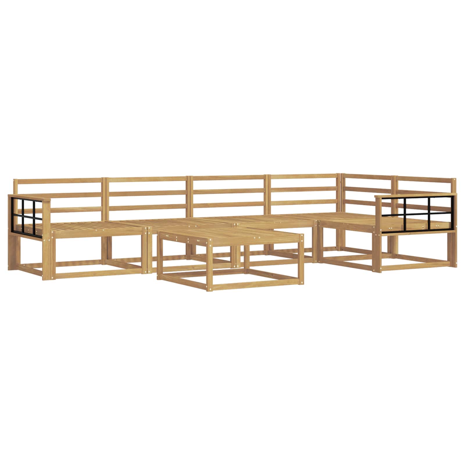 Buiten bankenset 6 pcs Wit 79 x 79 x 37 cm Massief Acaciahout image 2