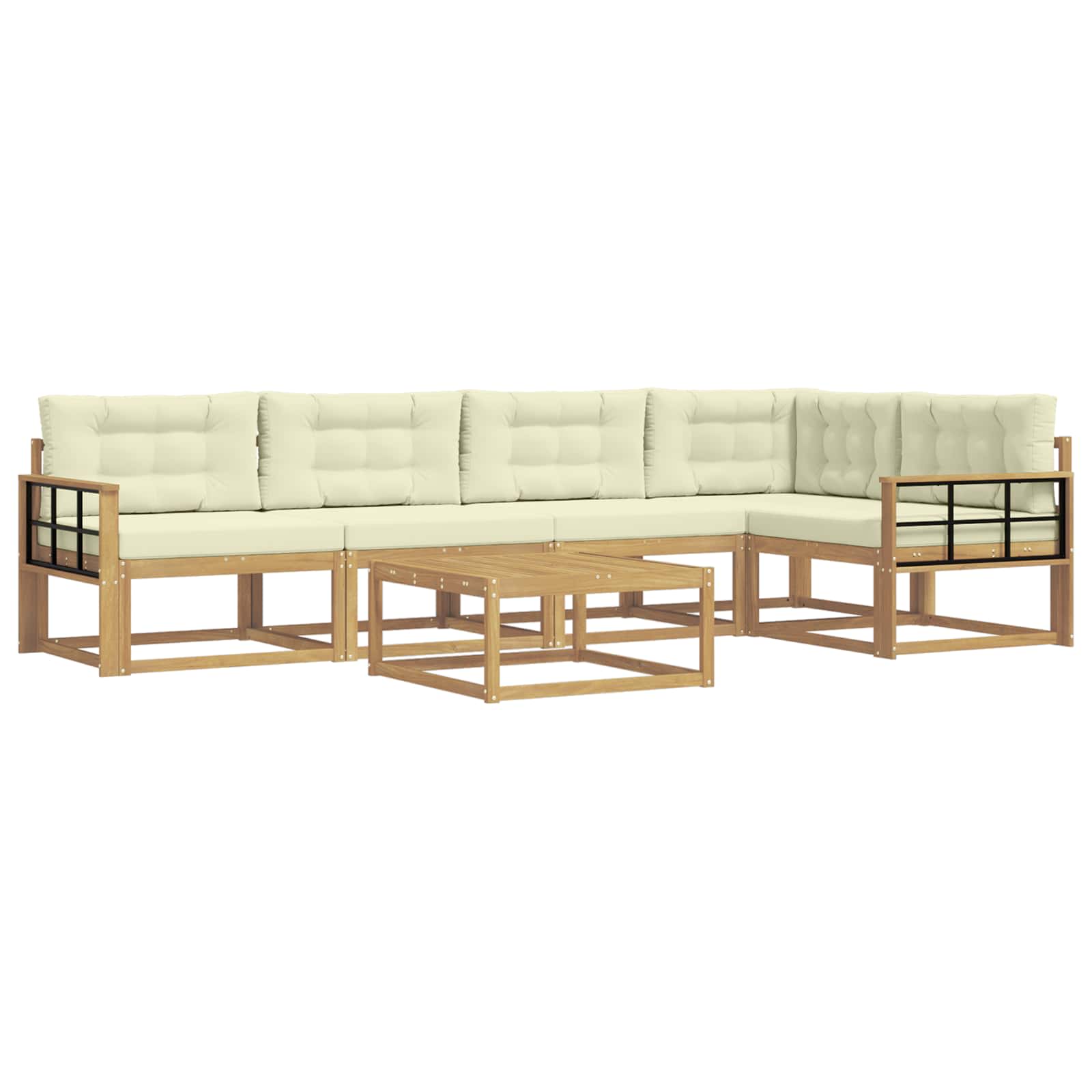 Zunanja garnitura za sedenje 6 pcs Bela in krem 79 x 79 x 37 cm - slika 2