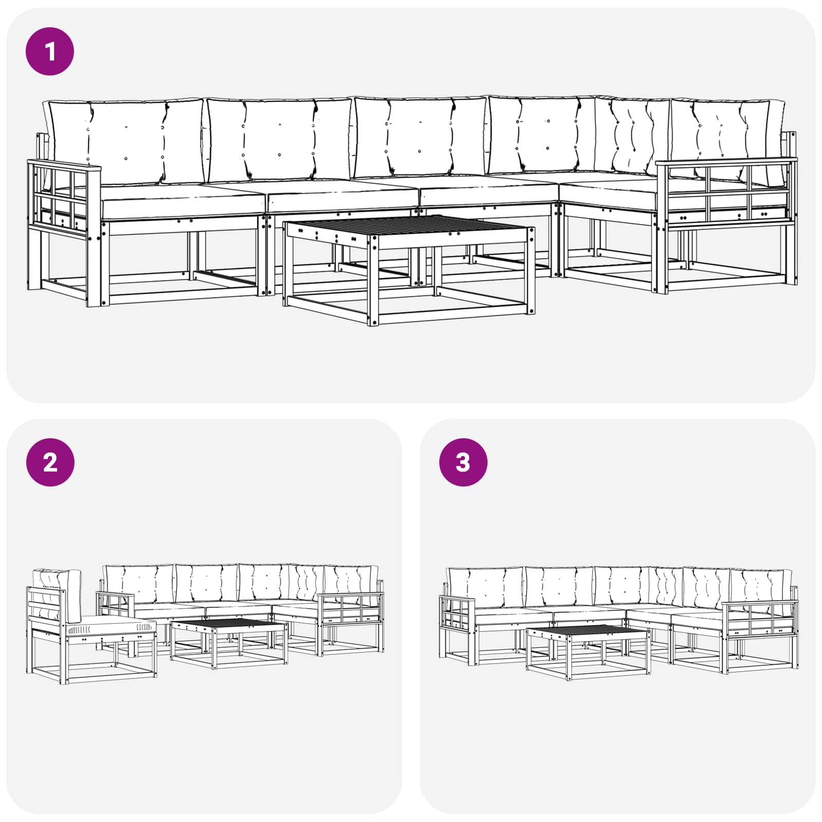 Zunanja garnitura za sedenje 6 pcs Bela in krem 79 x 79 x 37 cm - slika 7