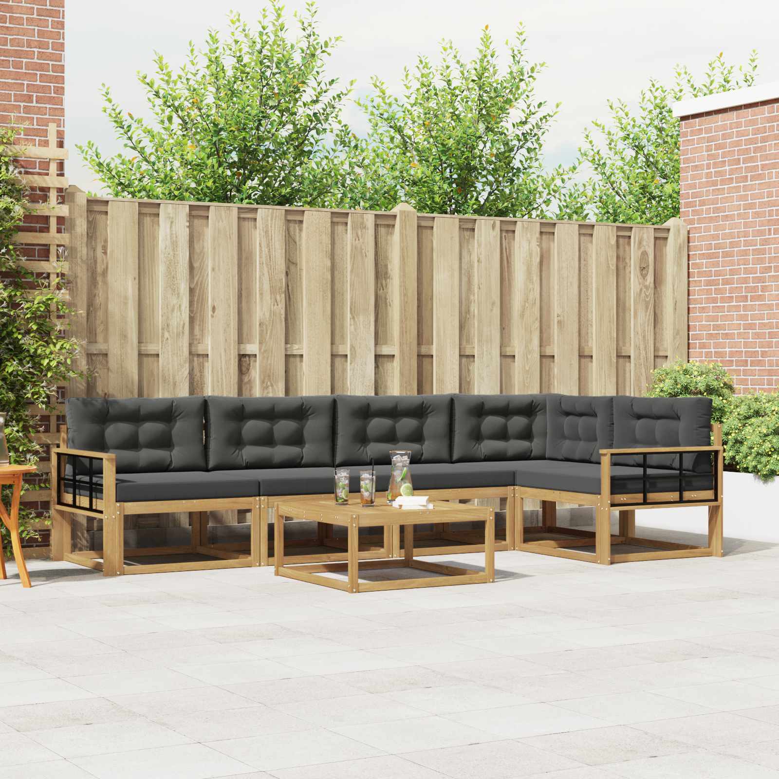 vidaXL Set de canapele de exterior 6 pcs Alb și antracit