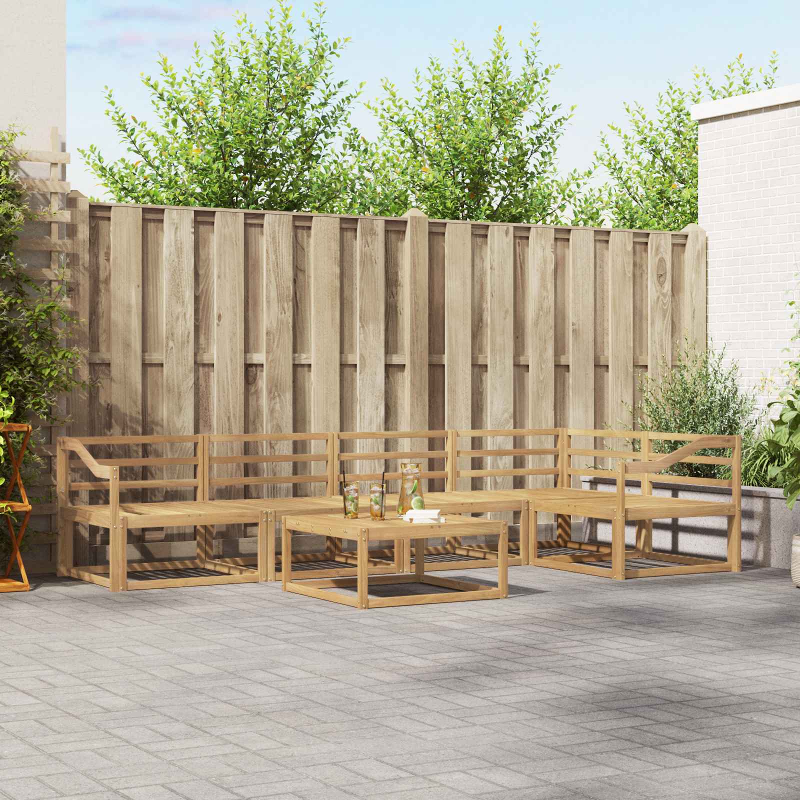 vidaXL Set de canapele de exterior 6 pcs Alb 79 x 79 x 37 cm