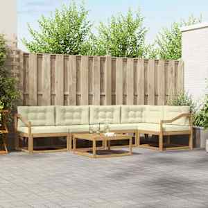 Zunanja garnitura za sedenje 6 pcs Bela in krem 79 x 79 x 37 cm