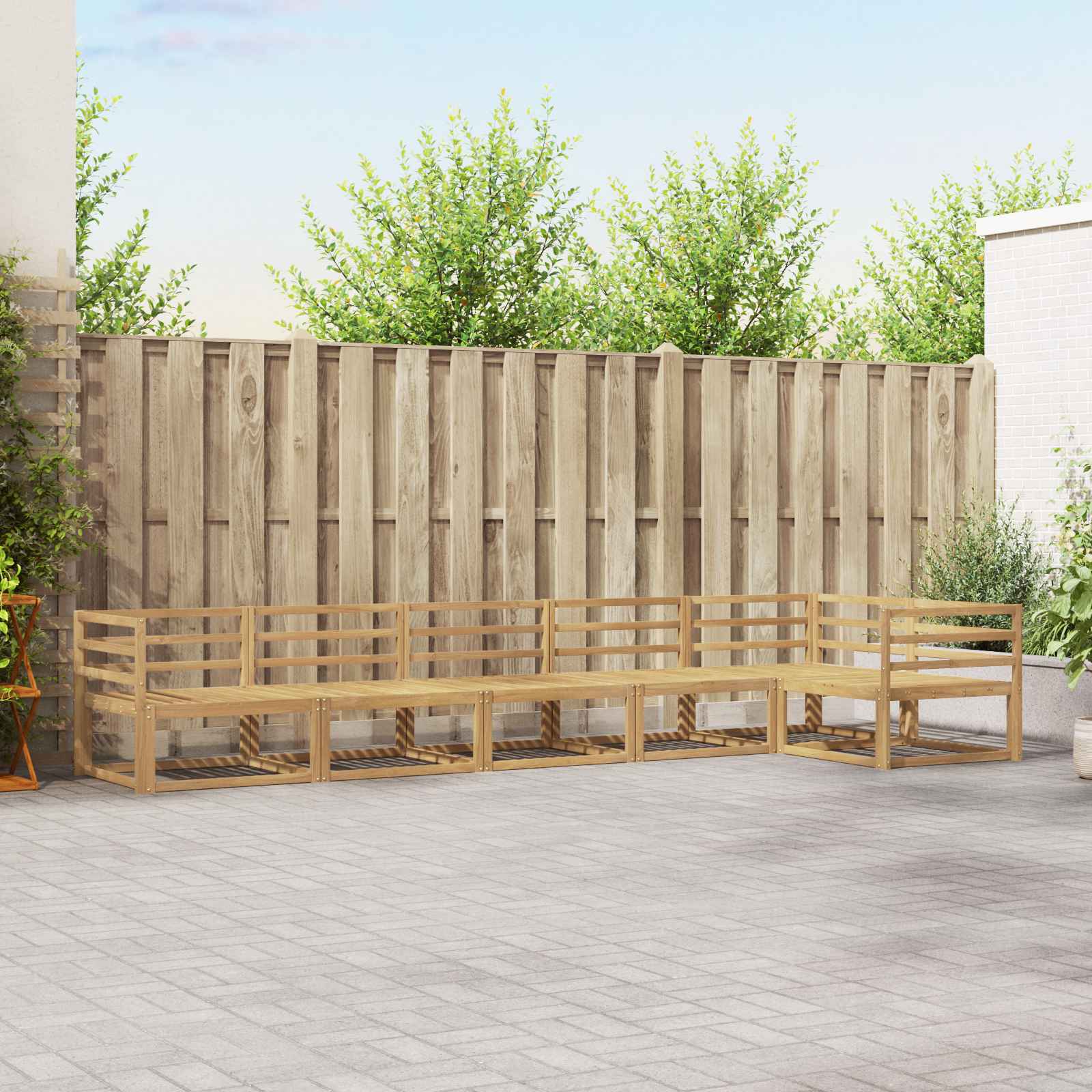 vidaXL Set de canapele de exterior 6 pcs Alb 404 x 166,5 x 73 cm