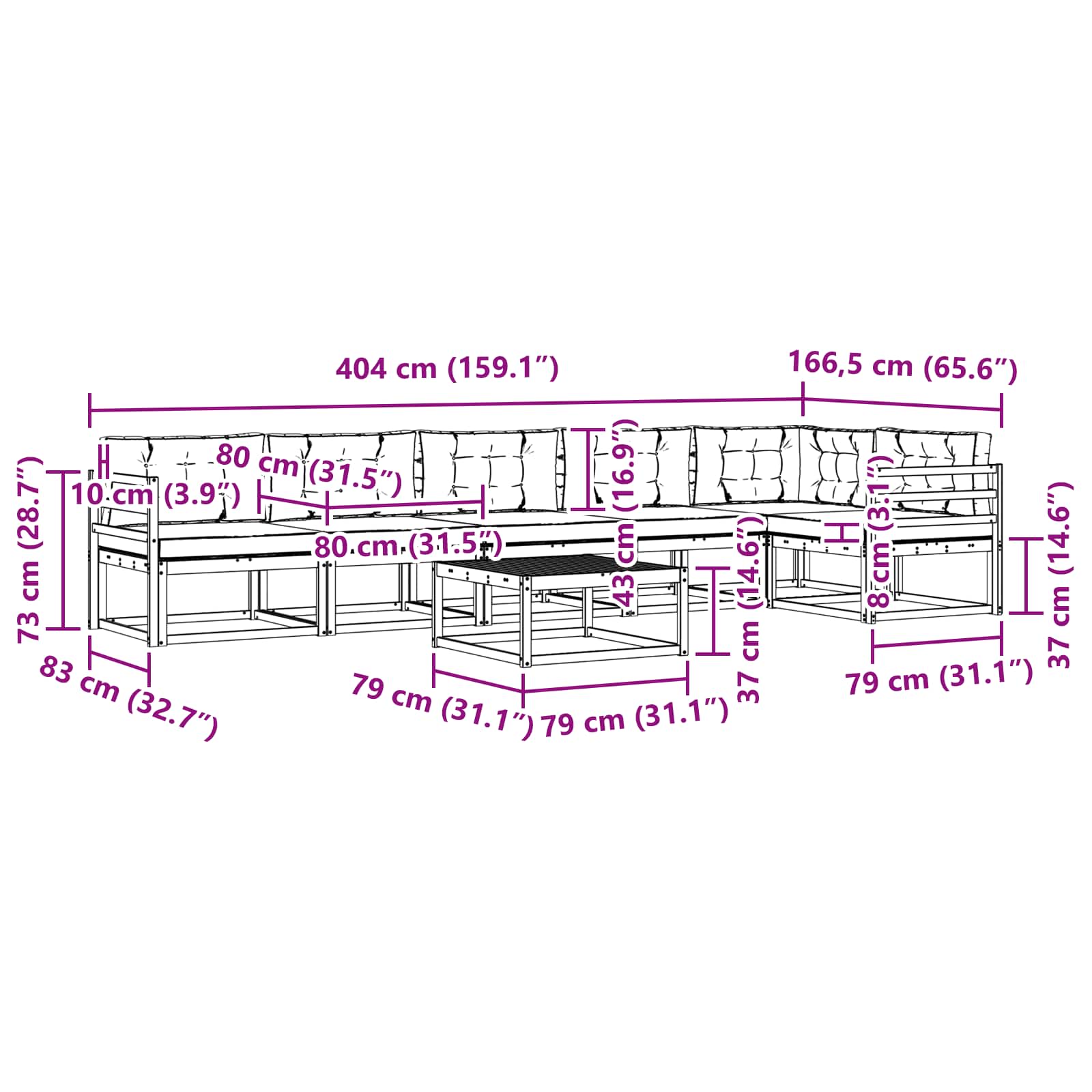 Zunanja garnitura za sedenje 7 pcs Bela in krem 79 x 79 x 37 cm - slika 8