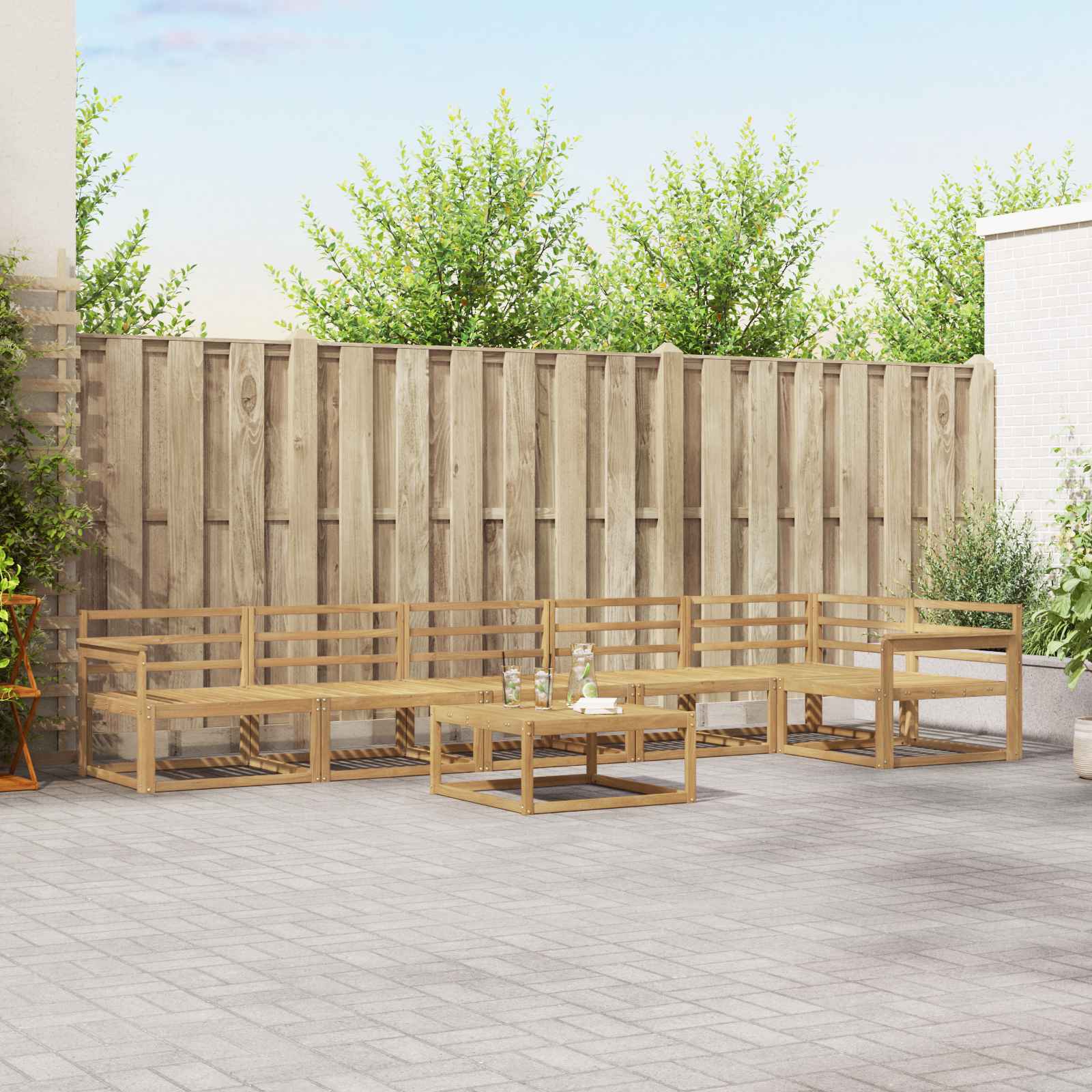 vidaXL Set de canapele de exterior 7 pcs Alb 79 x 79 x 37 cm