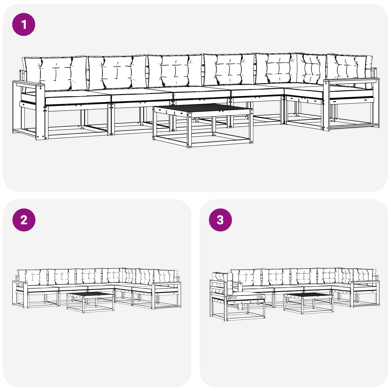 Zunanja garnitura za sedenje 7 pcs Bela in krem 79 x 79 x 37 cm - slika 7
