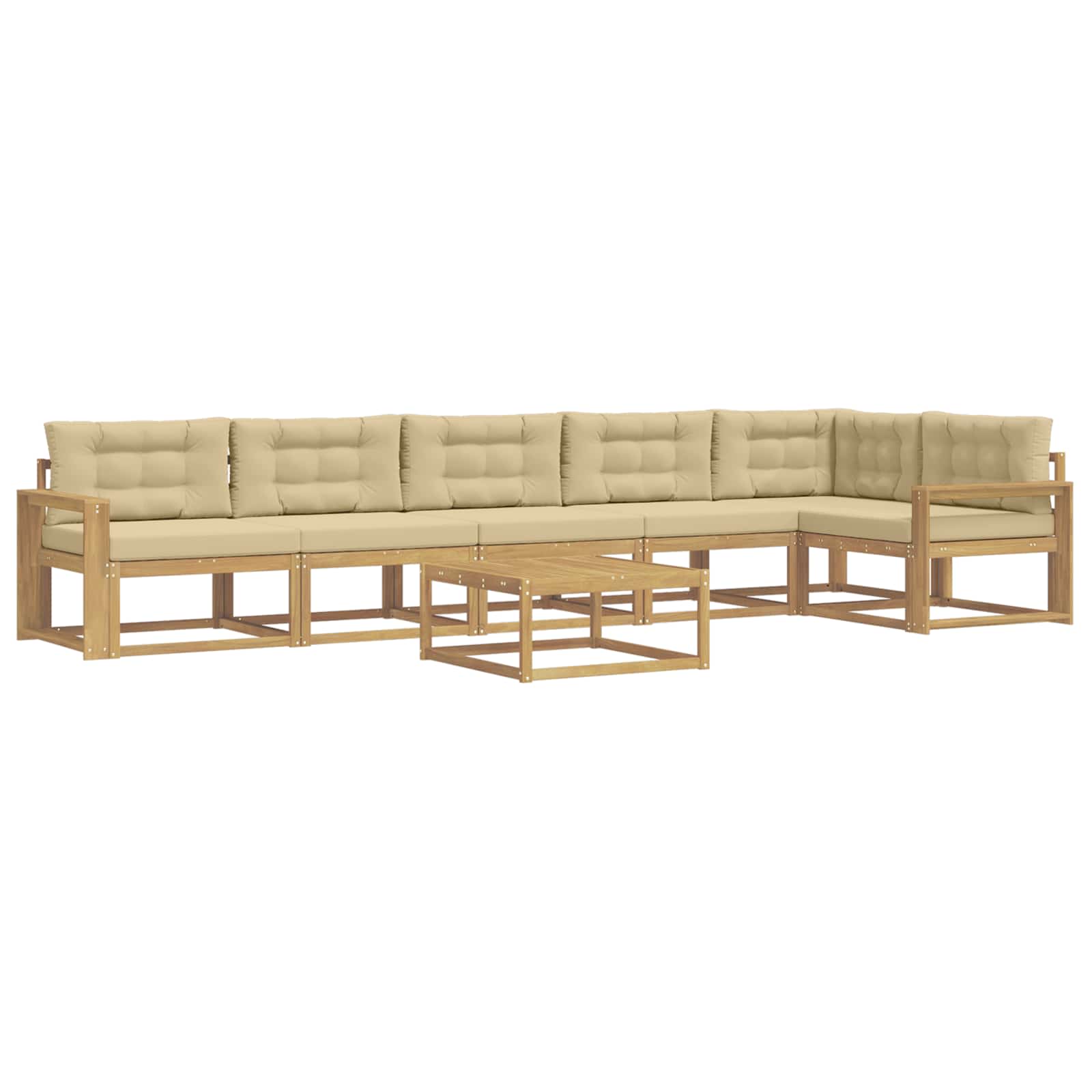 Zunanja garnitura za sedenje 7 pcs Bela in bež 79 x 79 x 37 cm - slika 2