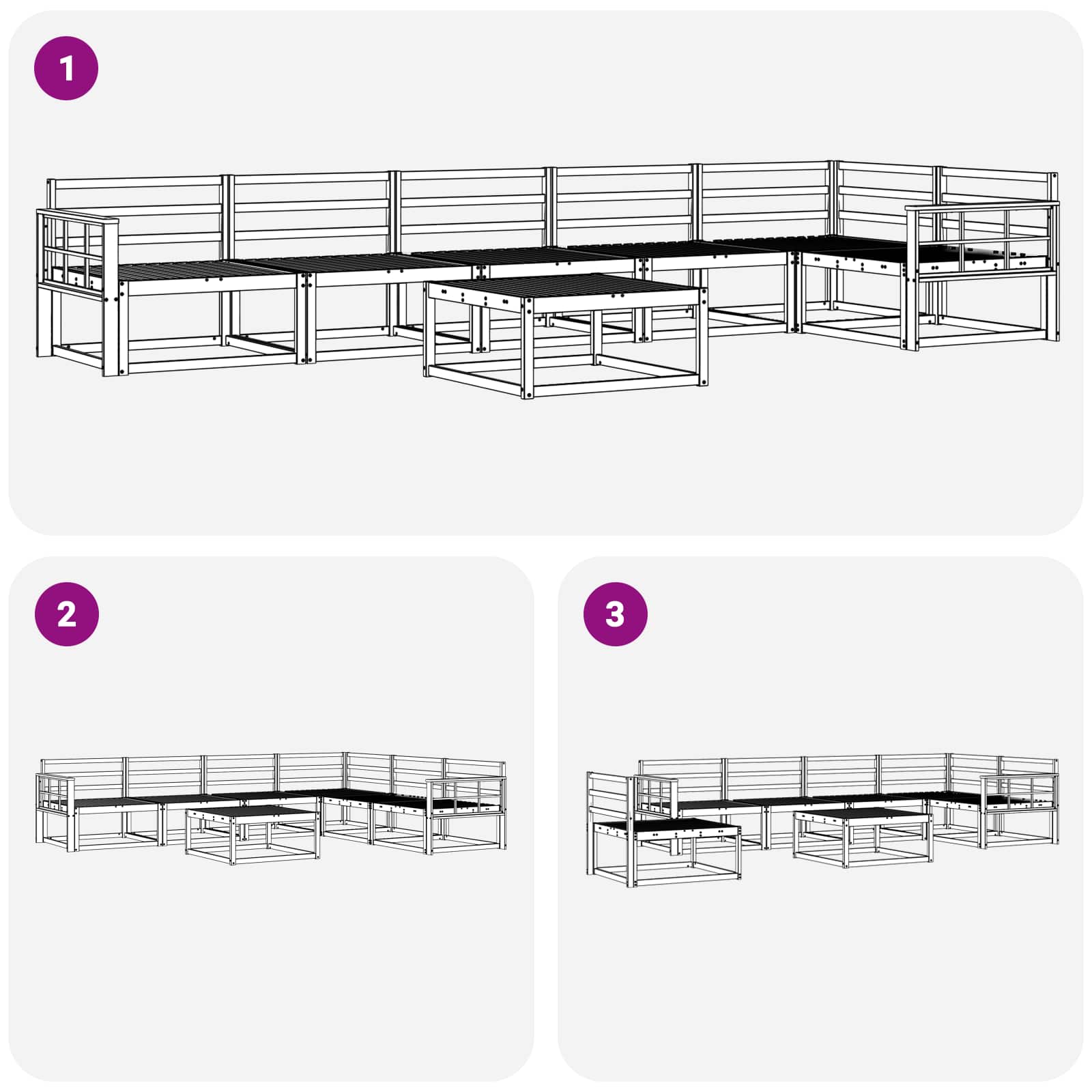 Buiten bankenset 7 pcs Wit 79 x 79 x 37 cm Massief Acaciahout image 8