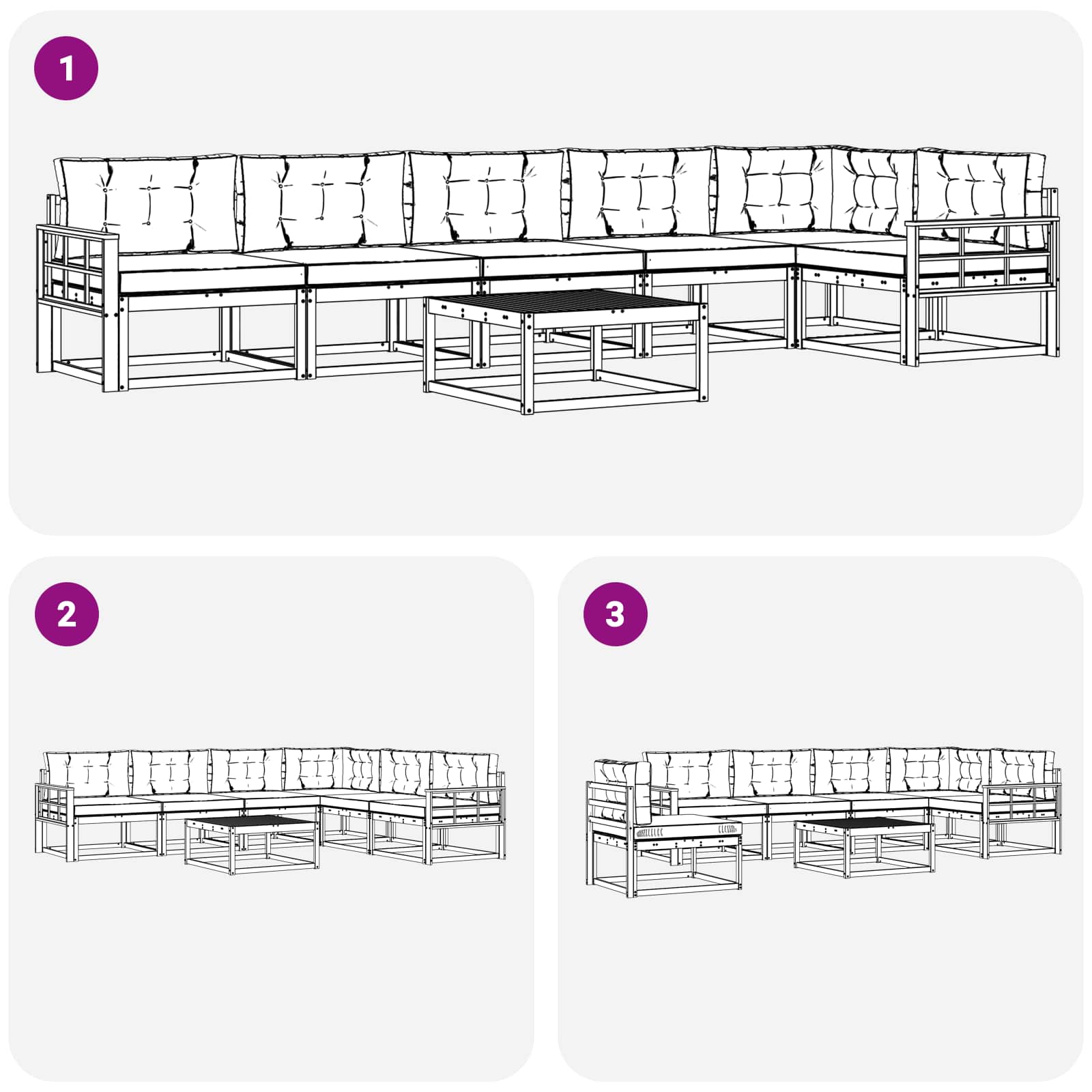 Zunanja garnitura za sedenje 7 pcs Bela in krem 79 x 79 x 37 cm - slika 7