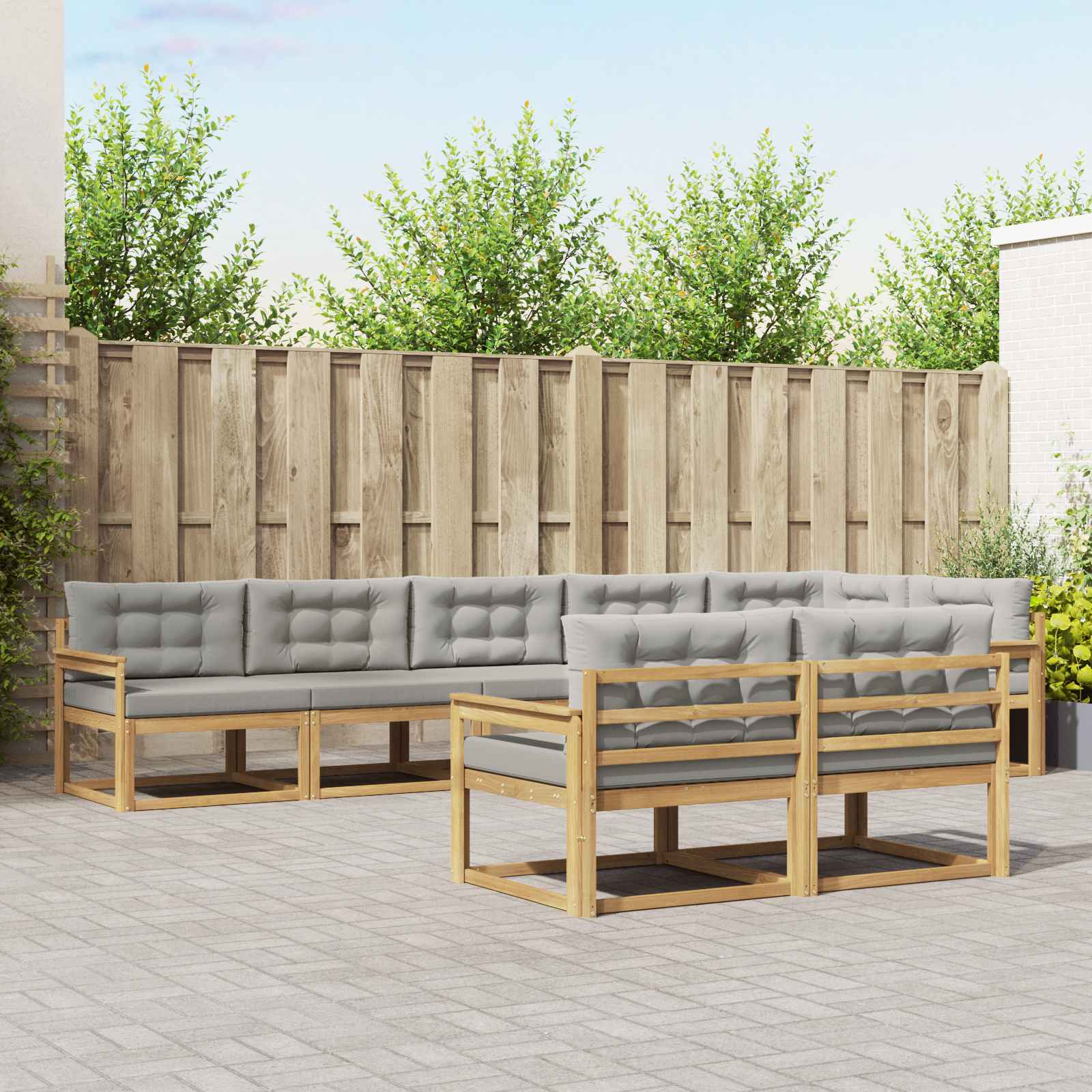 vidaXL Set de canapele de exterior 6 pcs Alb și gri deschis Poliester