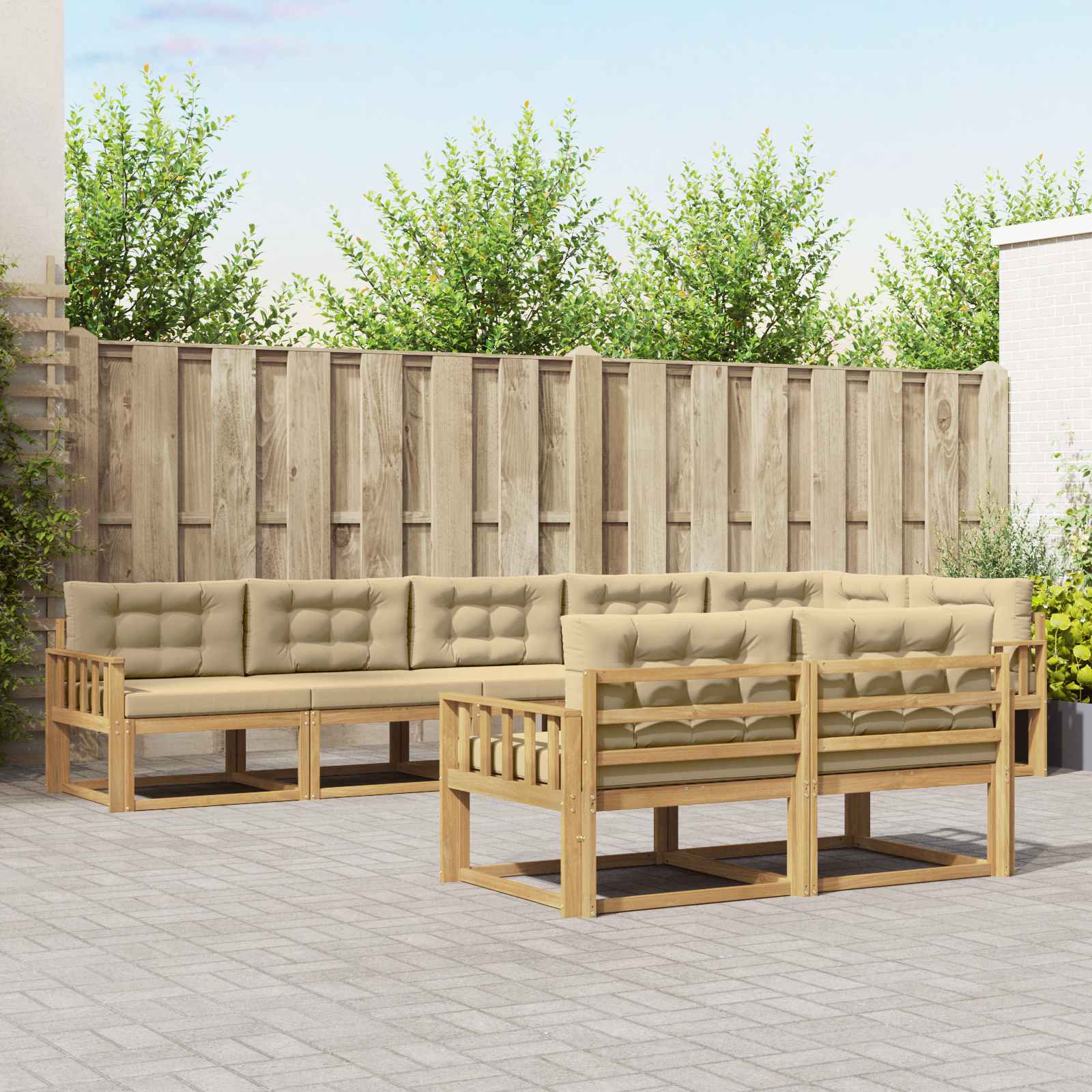 vidaXL Set de canapele de exterior cu pernă 6 pcs Alb și Bej Poliester