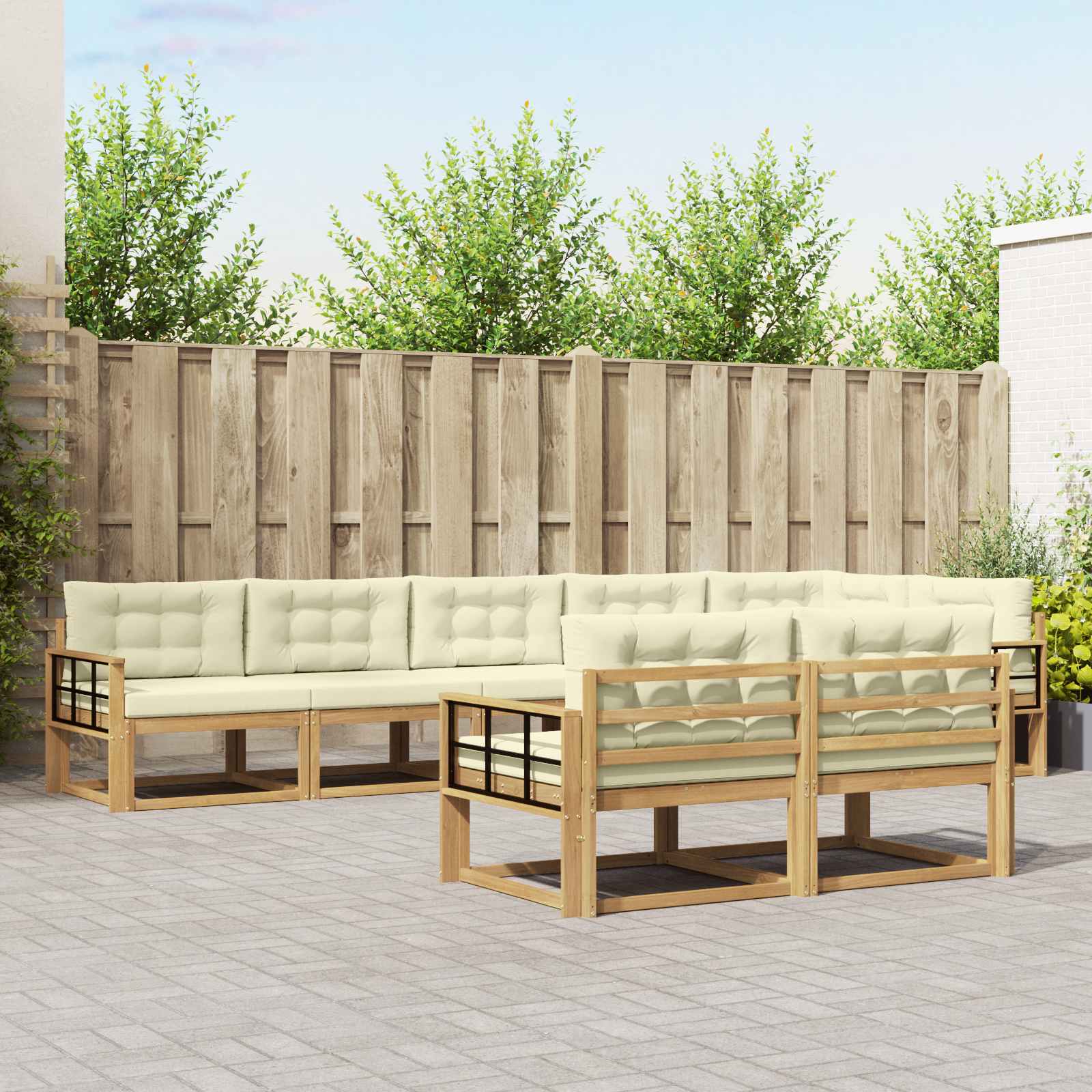 vidaXL Set de canapele de exterior 6 pcs Alb și crem Poliester