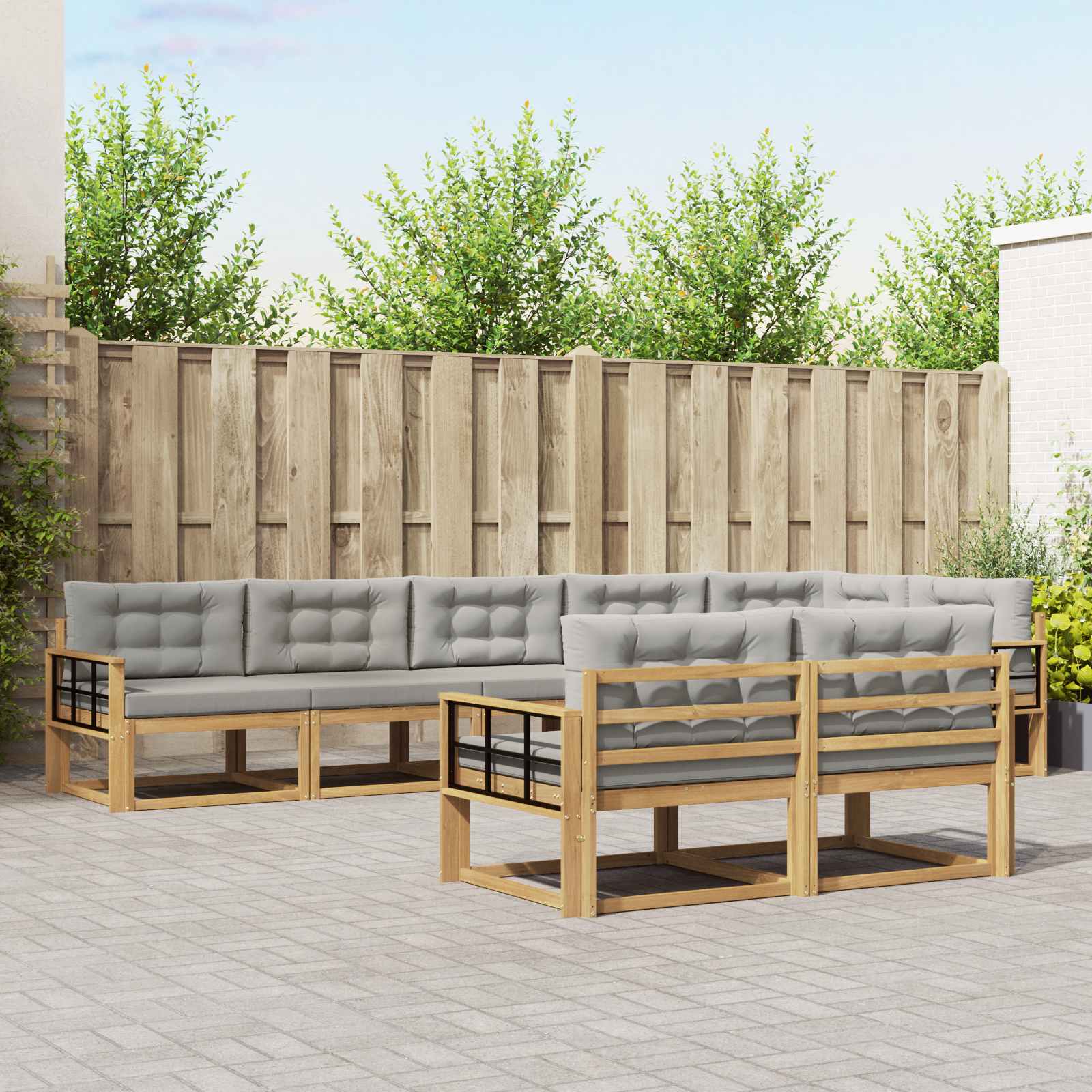 vidaXL Set de canapele de exterior 6 pcs Alb și gri deschis Poliester