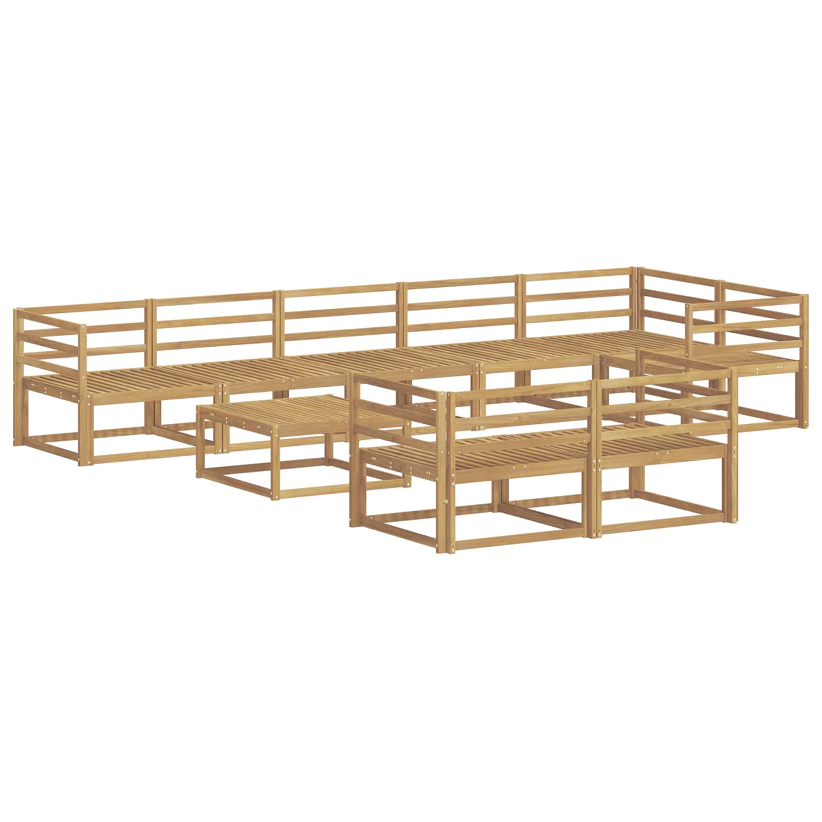 Buiten bankenset 9 pcs Wit 79 x 79 x 37 cm Massief Acaciahout image 2