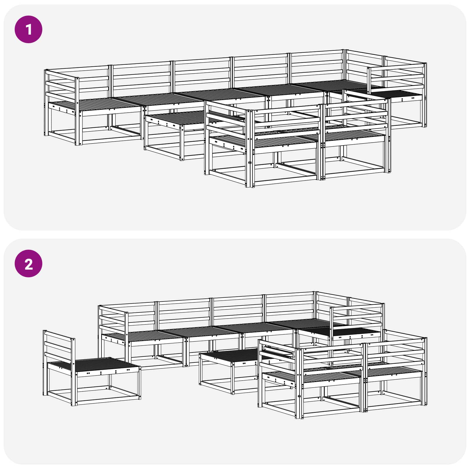 Buiten bankenset 9 pcs Wit 79 x 79 x 37 cm Massief Acaciahout image 8