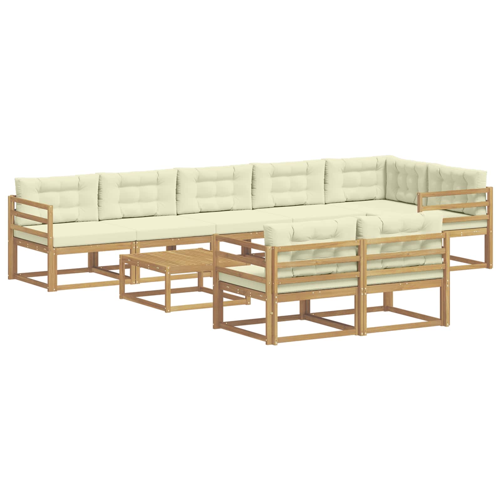 Zunanja garnitura za sedenje 9 pcs Bela in krem 79 x 79 x 37 cm - slika 2