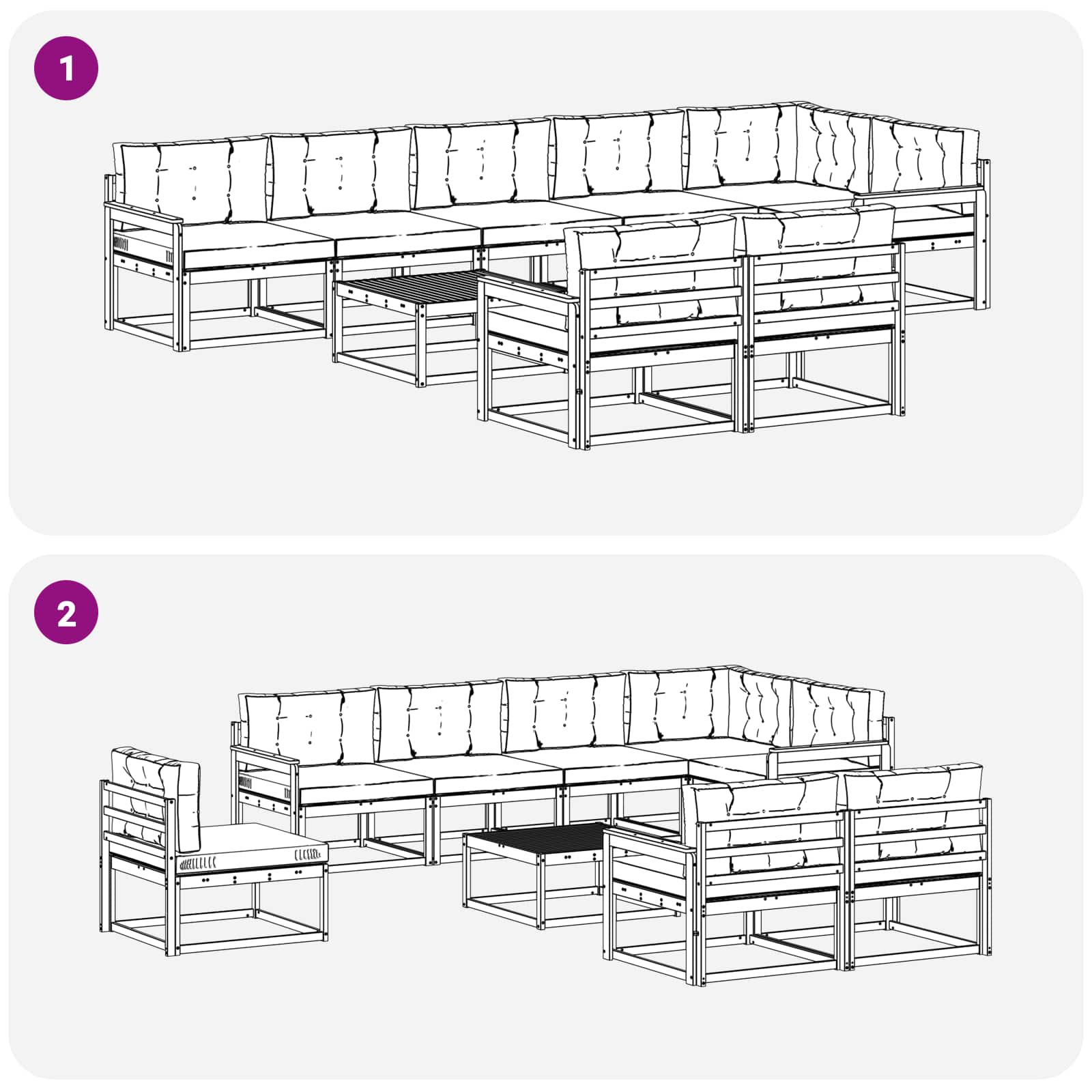 Zunanja garnitura za sedenje 9 pcs Bela in antracit - slika 7