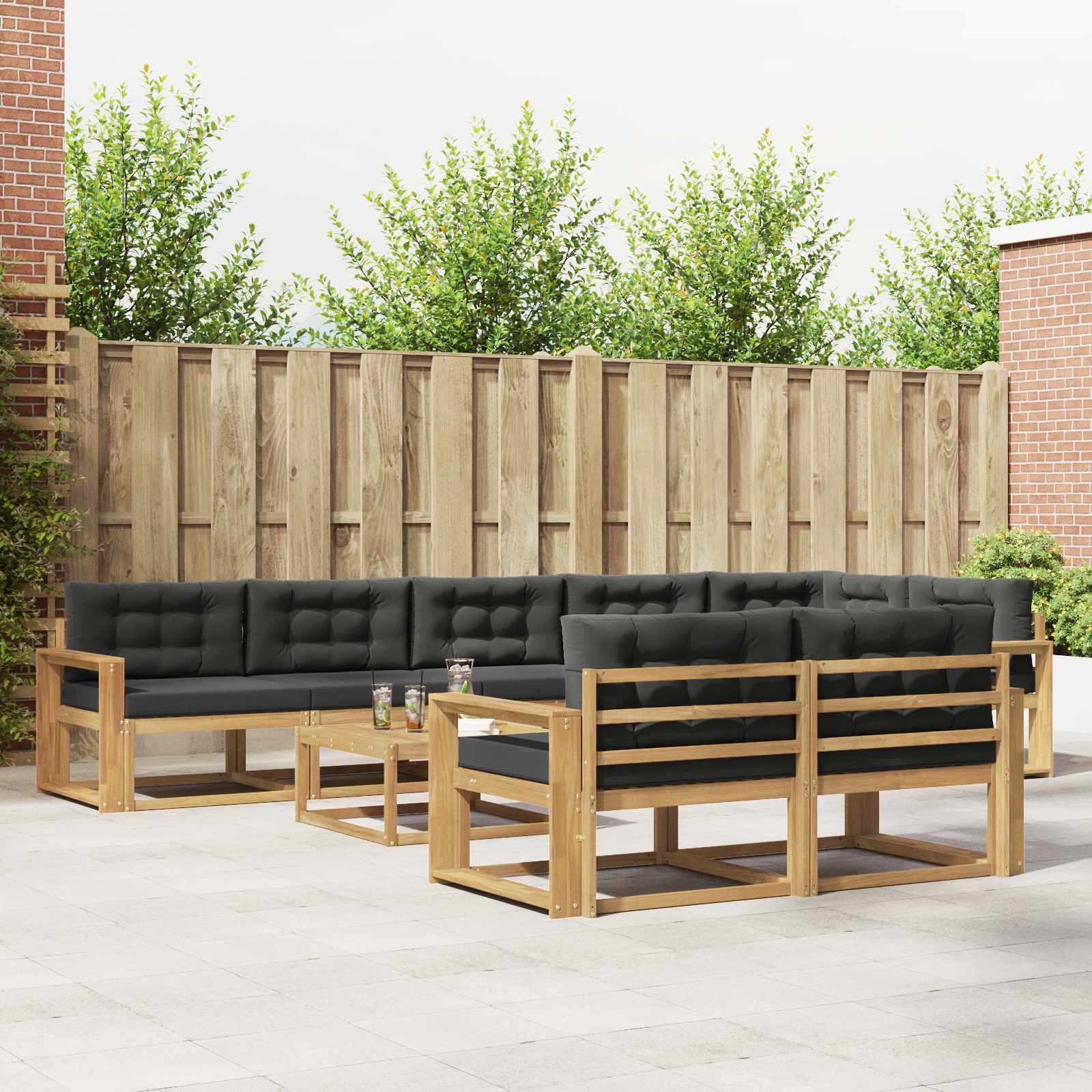 vidaXL Set de canapele de exterior 9 pcs Alb și antracit