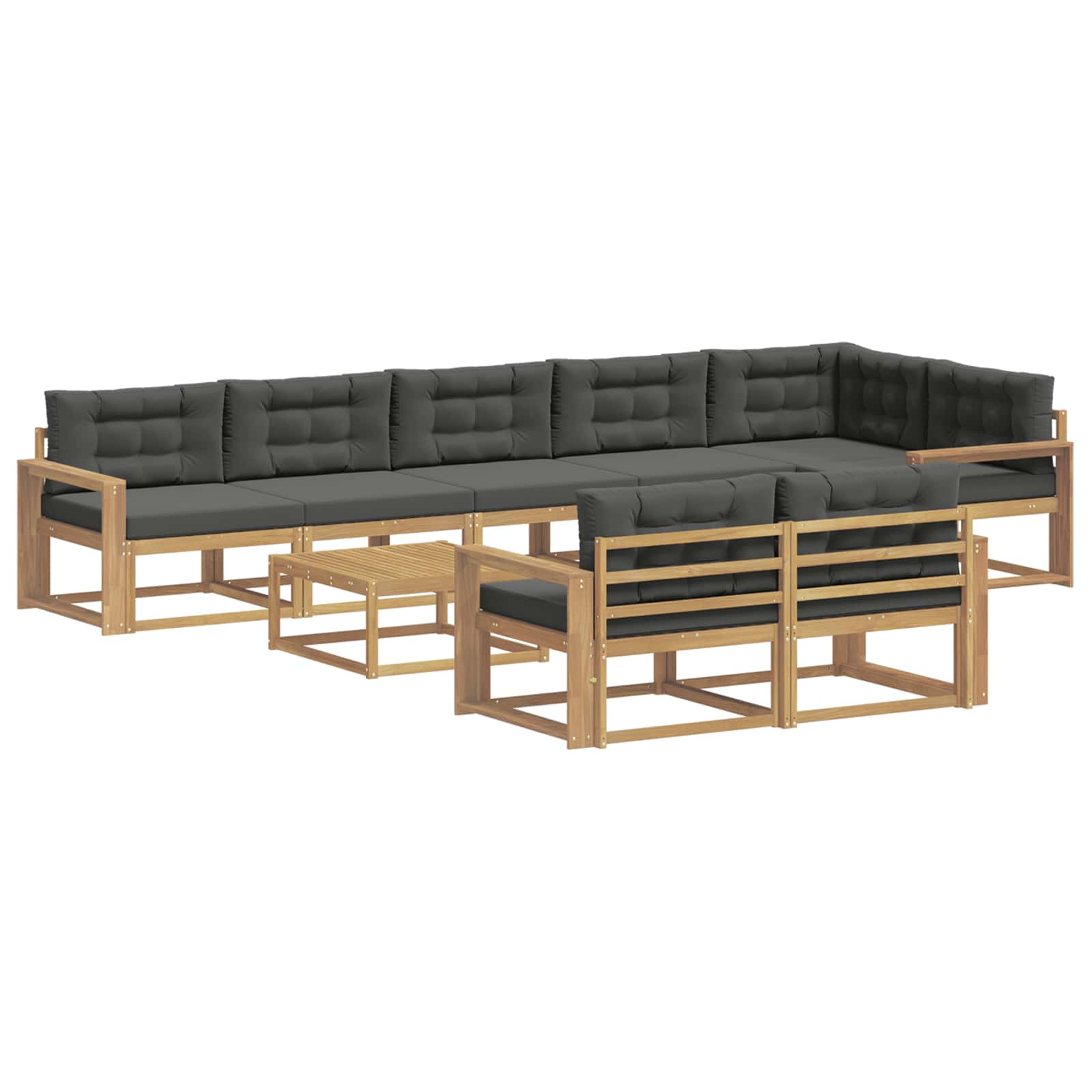 Zunanja garnitura za sedenje 9 pcs Bela in antracit - slika 2