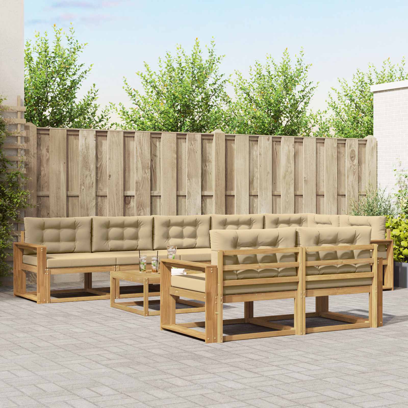 vidaXL Set de canapele de exterior 9 pcs Alb și Bej 79 x 79 x 37 cm