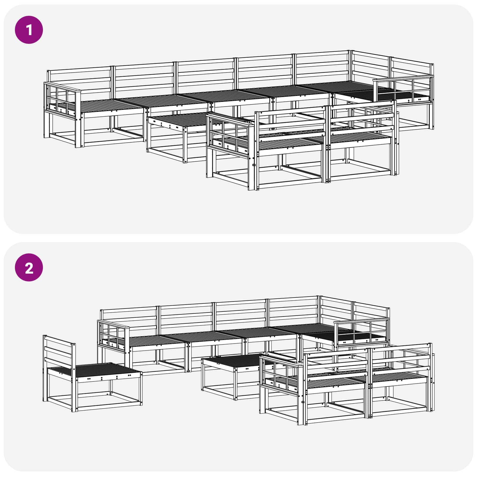 Buiten bankenset 9 pcs Wit 79 x 79 x 37 cm Massief Acaciahout image 8