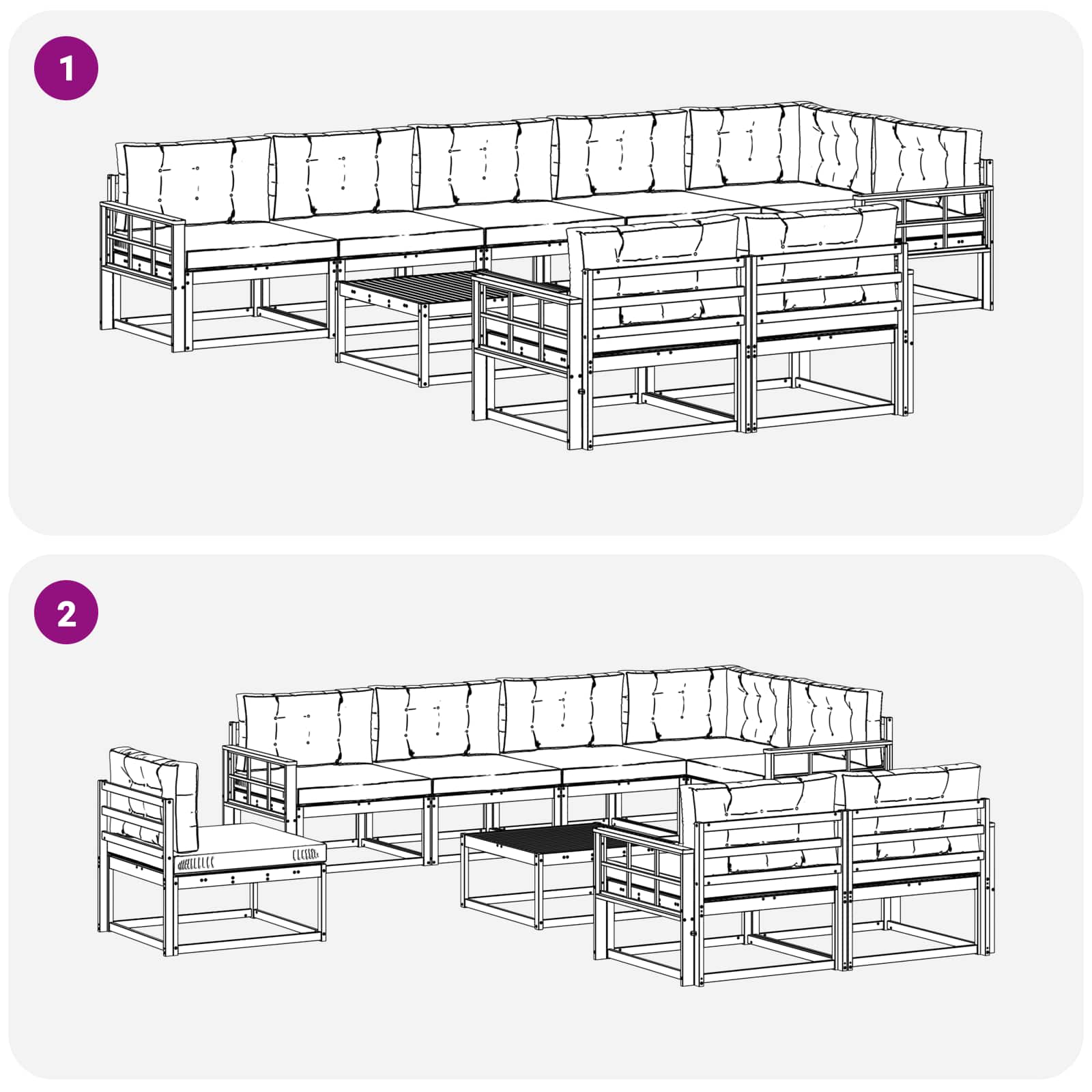 Zunanja garnitura za sedenje 9 pcs Bela in krem 79 x 79 x 37 cm - slika 7