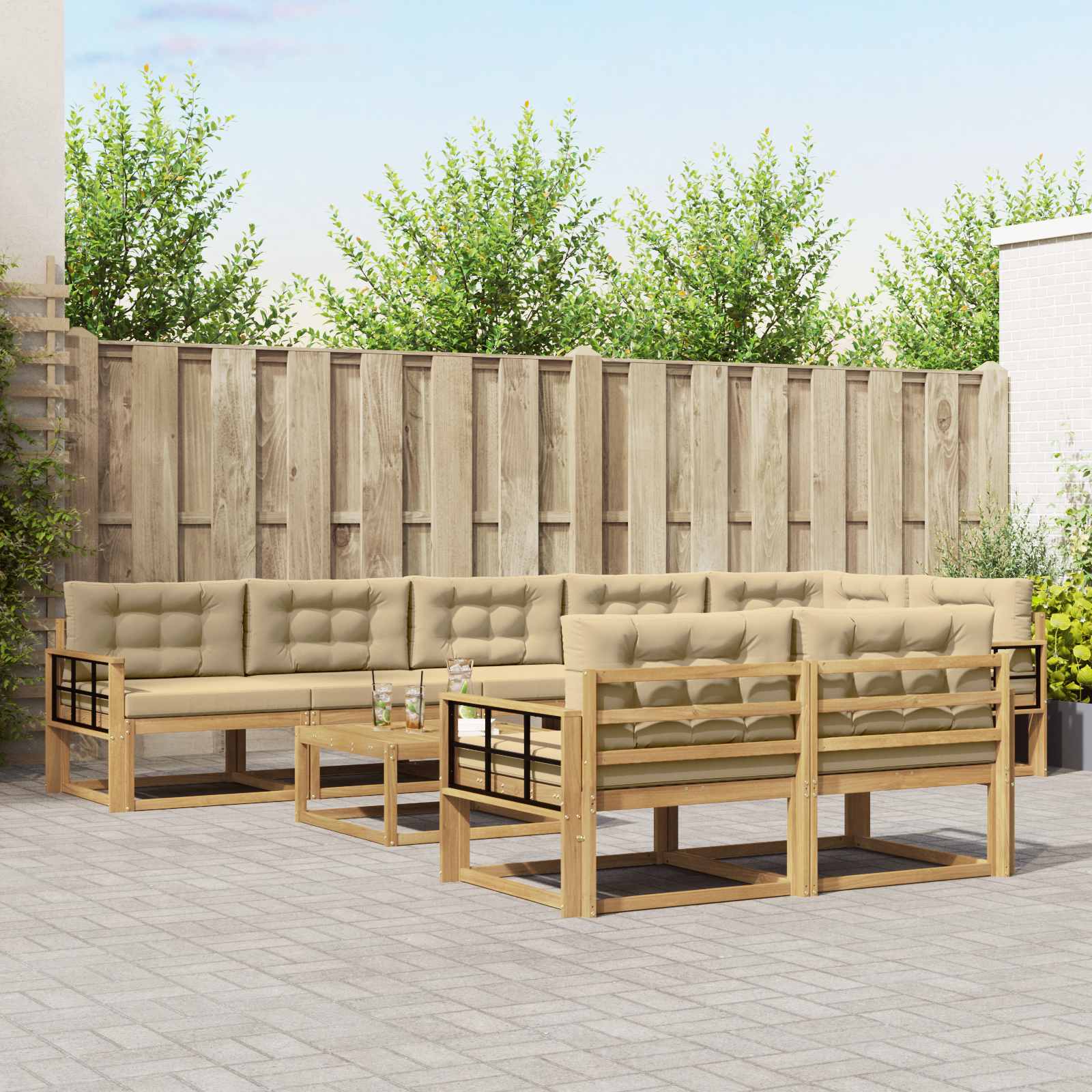 vidaXL Set de canapele de exterior 9 pcs Alb și Bej 79 x 79 x 37 cm