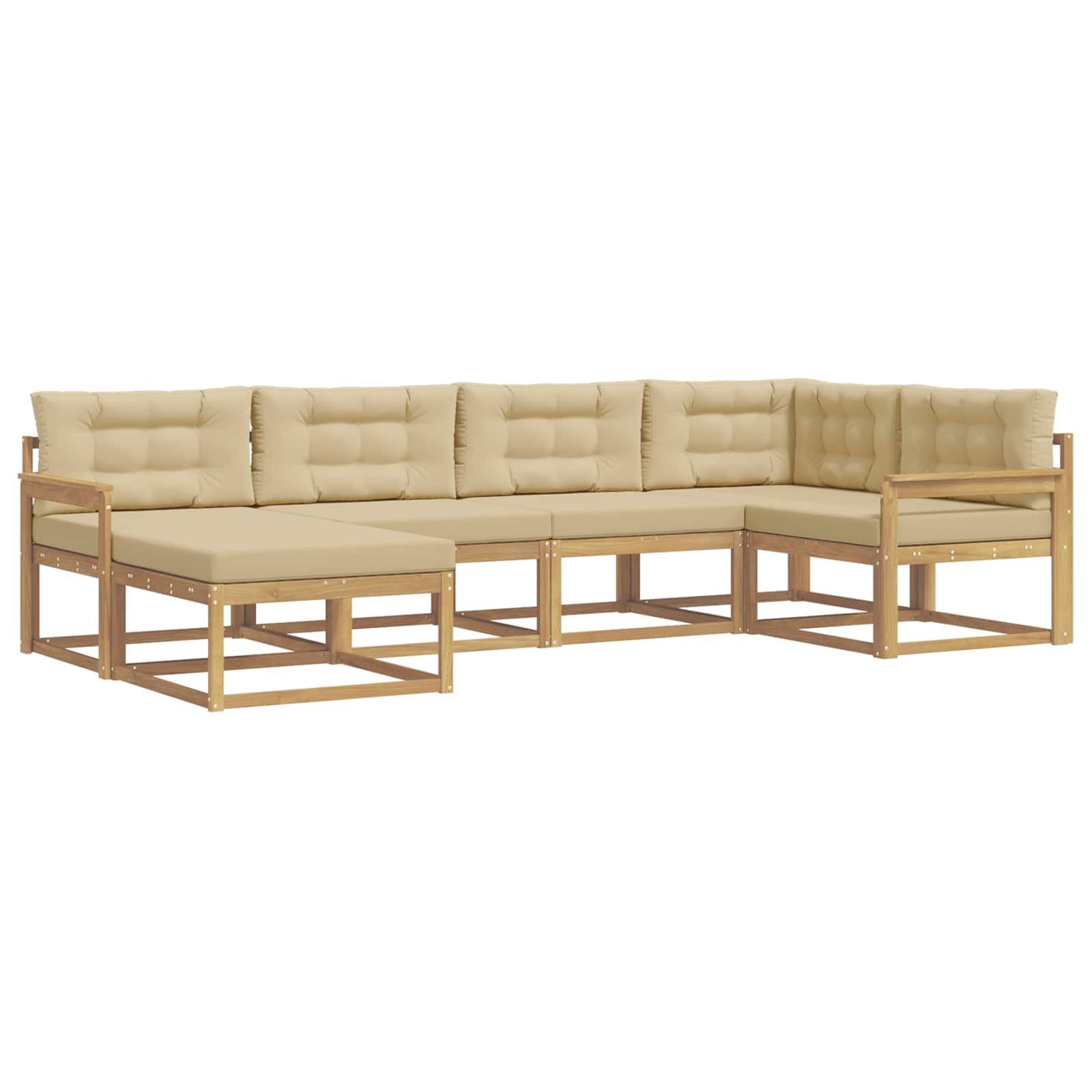 vidaXL Buiten bankenset 6 st 6-zits Wit en Beige Polyester, foto 3