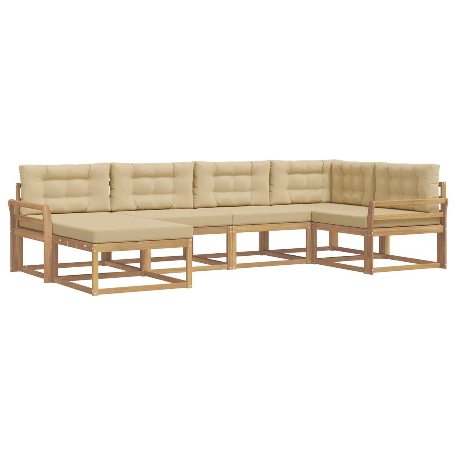 vidaXL Buiten bankenset 6 st 6-zits Wit en Beige Polyester, foto 3