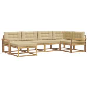 Venkovní pohovková souprava 5 pcs Bílá a béžová Polyester - obrázek 2