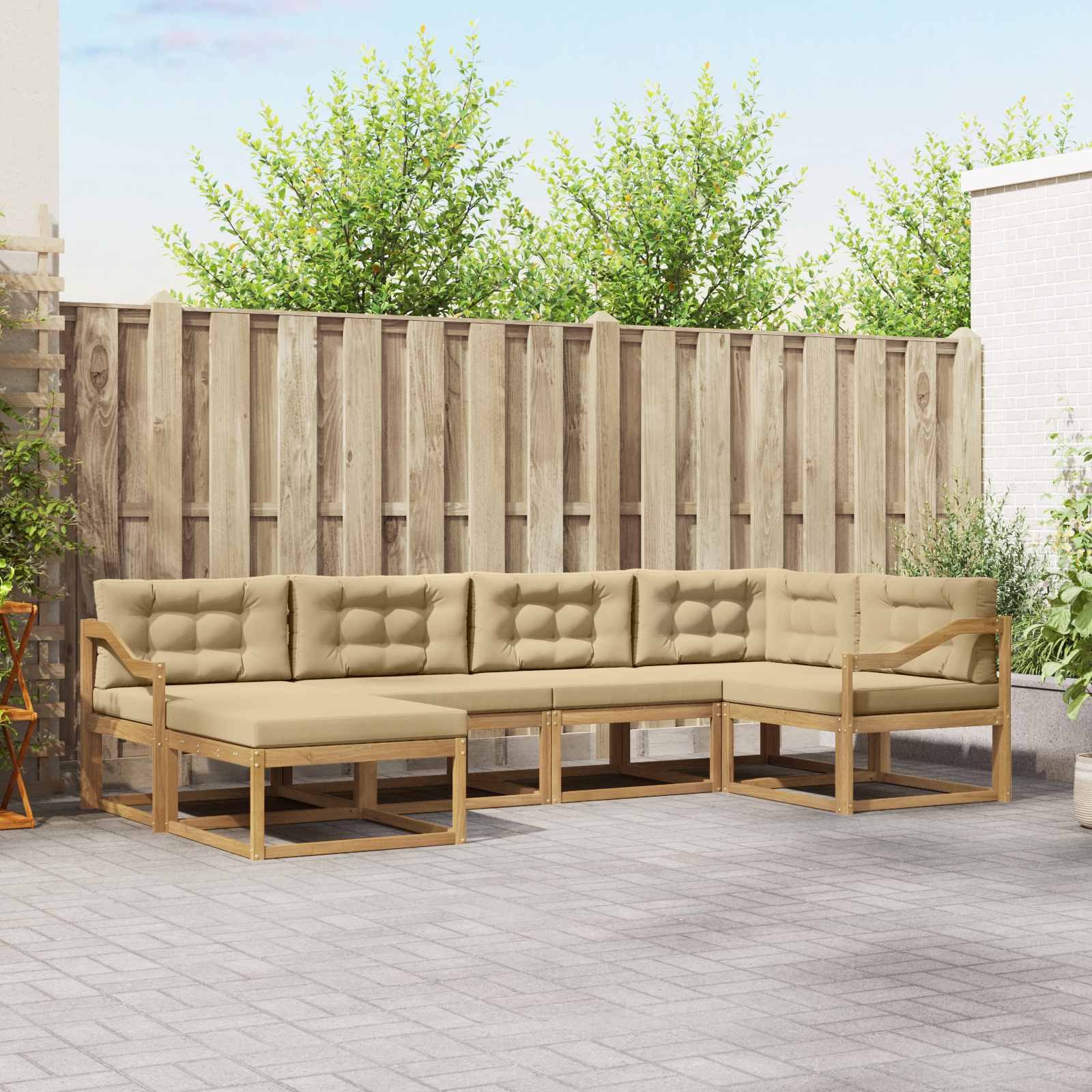 vidaXL Set de canapele de exterior cu pernă 5 pcs Alb și Bej Poliester