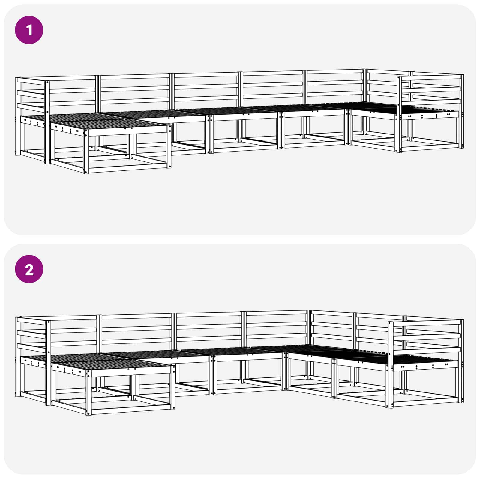 Buiten bankenset 7 pcs Wit Massief Acaciahout image 8