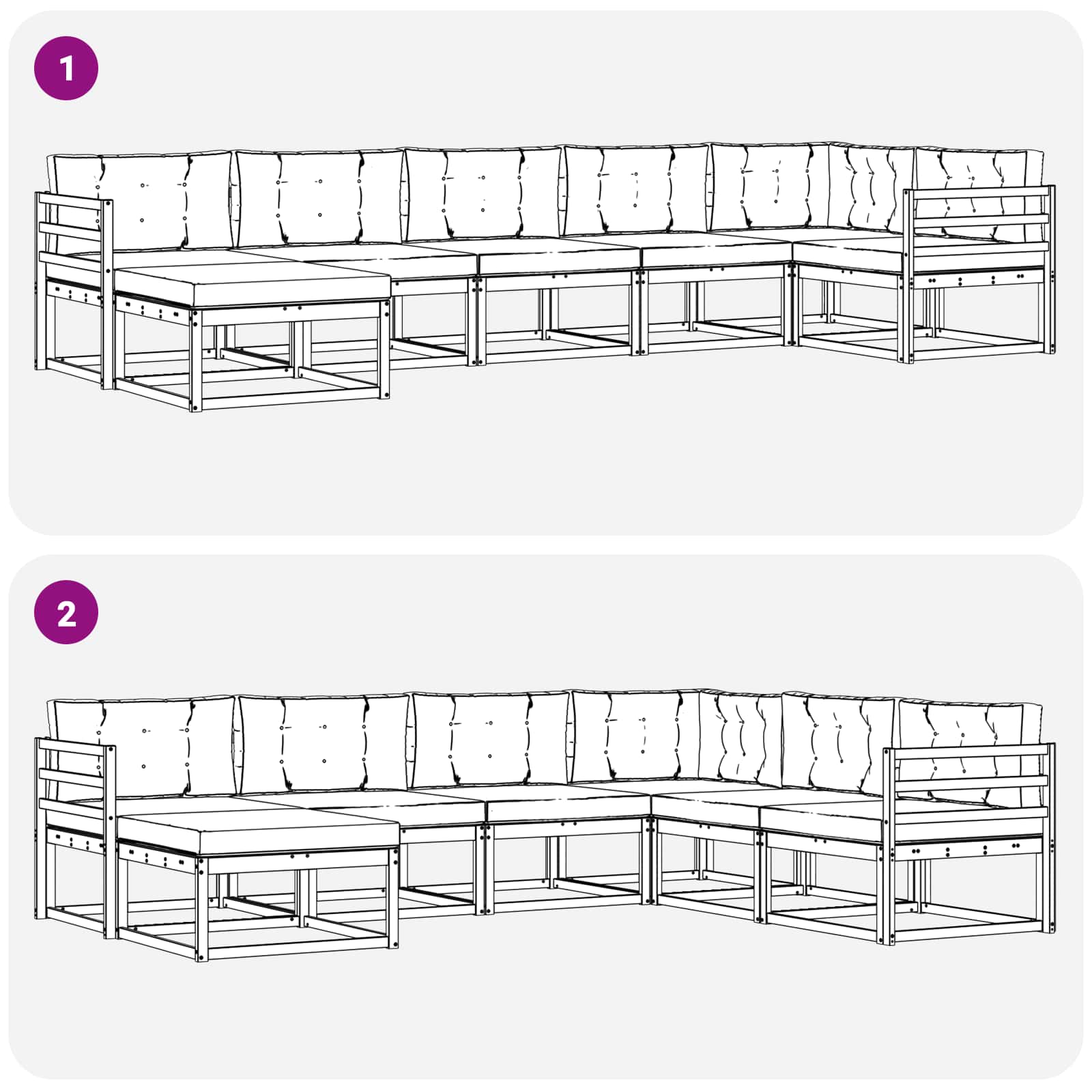Zunanja garnitura za sedenje z blazino 7 pcs Bela in krem - slika 7