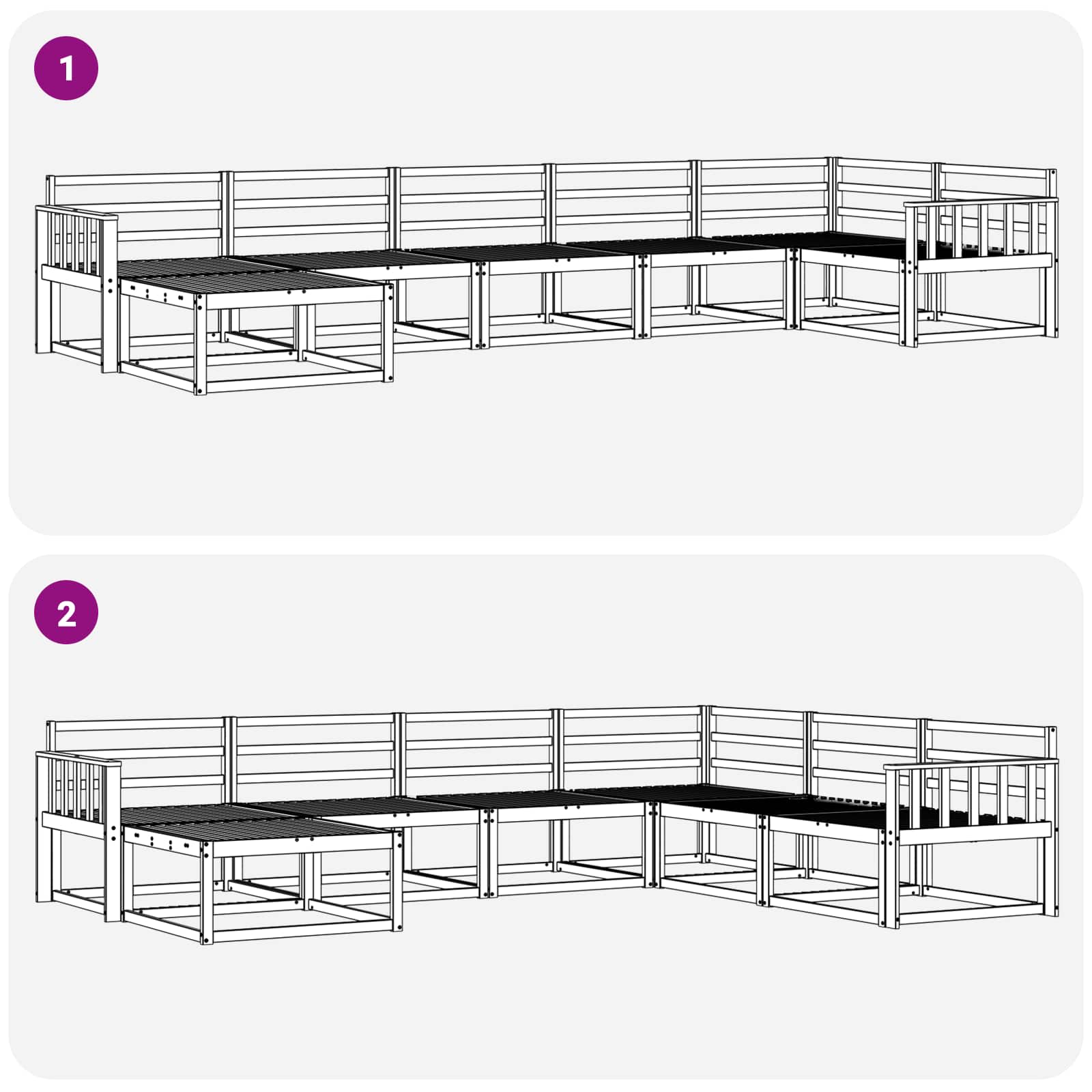 Buiten bankenset 7 pcs Wit Massief Acaciahout image 8