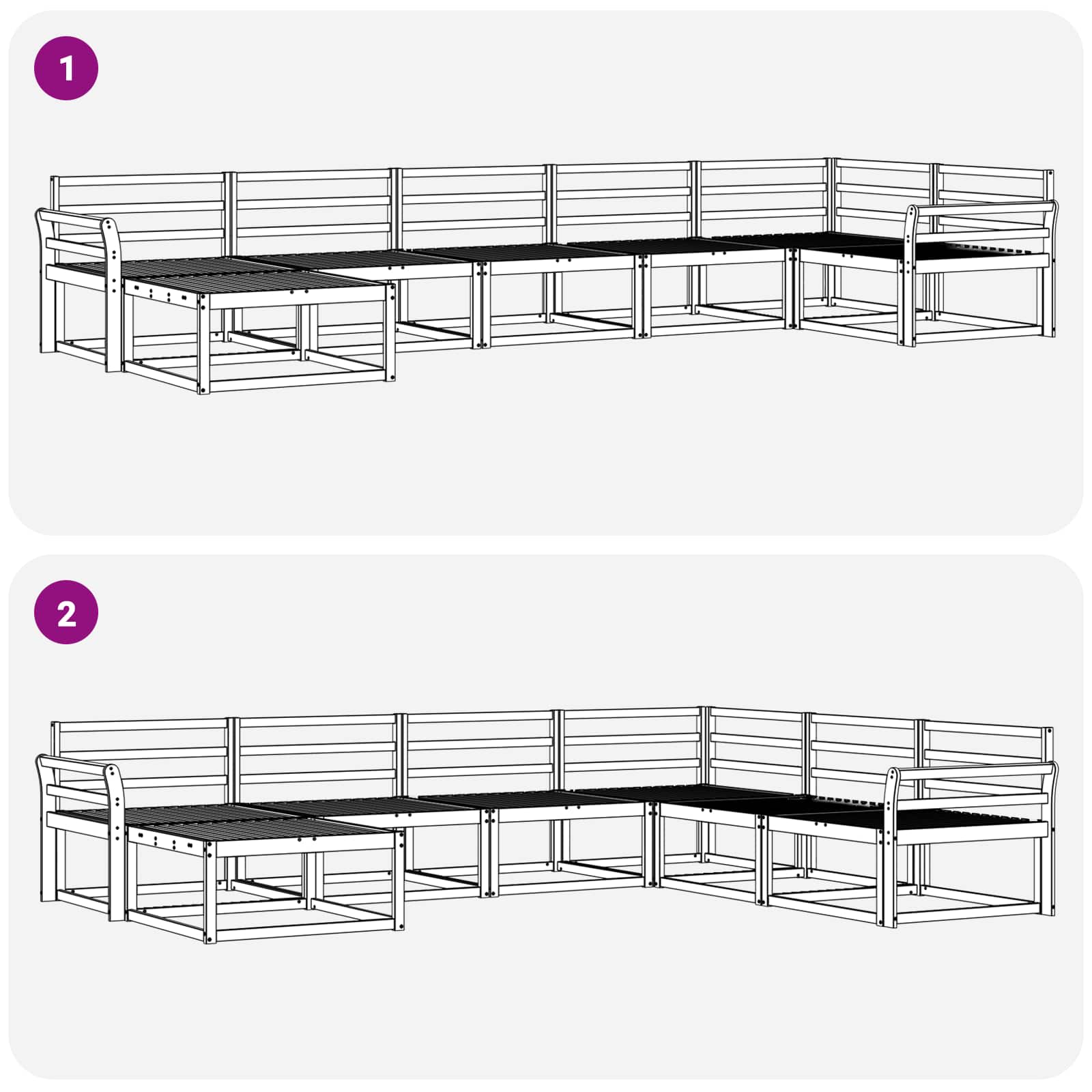 Buiten bankenset 7 pcs Wit Massief Acaciahout image 8