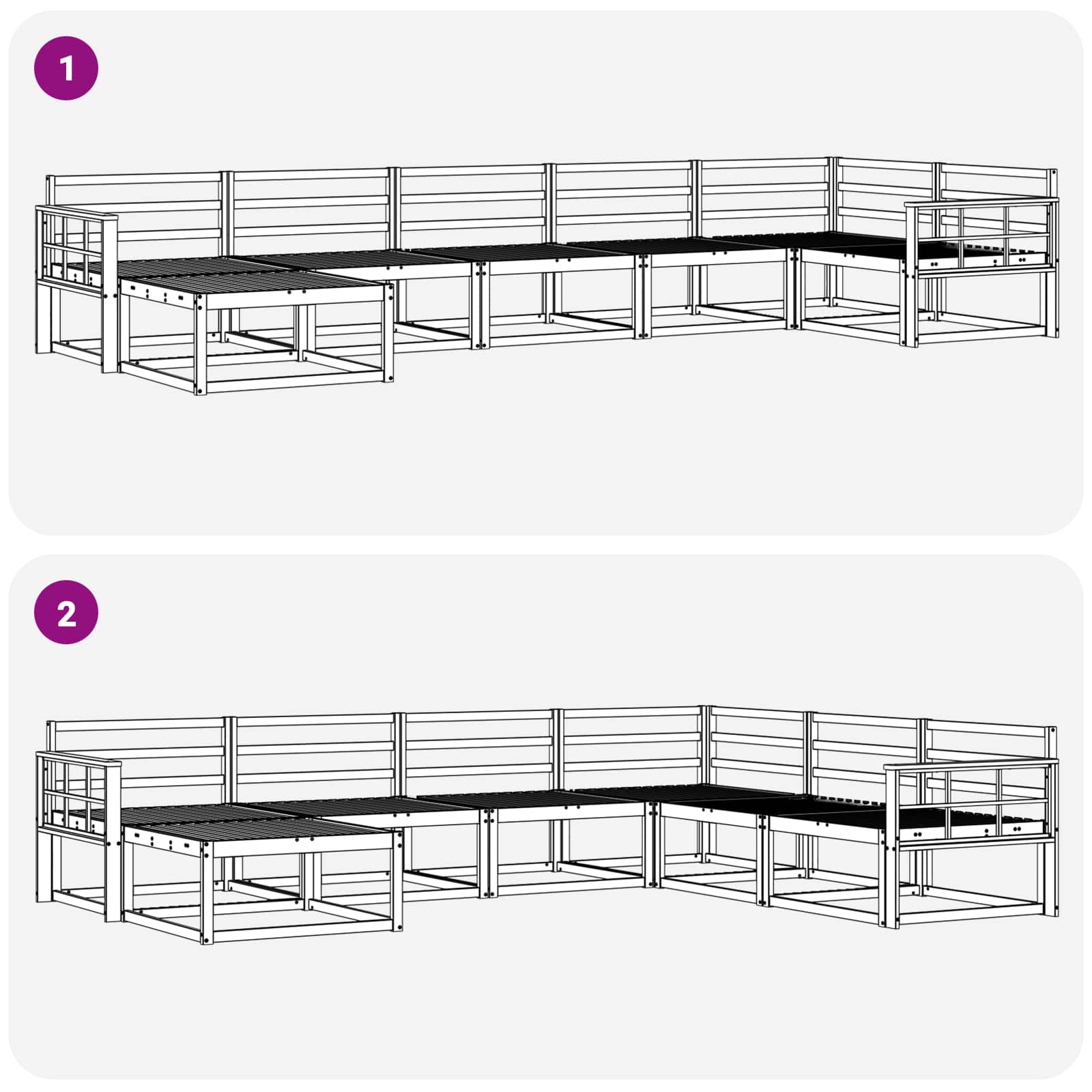 Buiten bankenset 7 pcs Wit Massief Acaciahout image 8