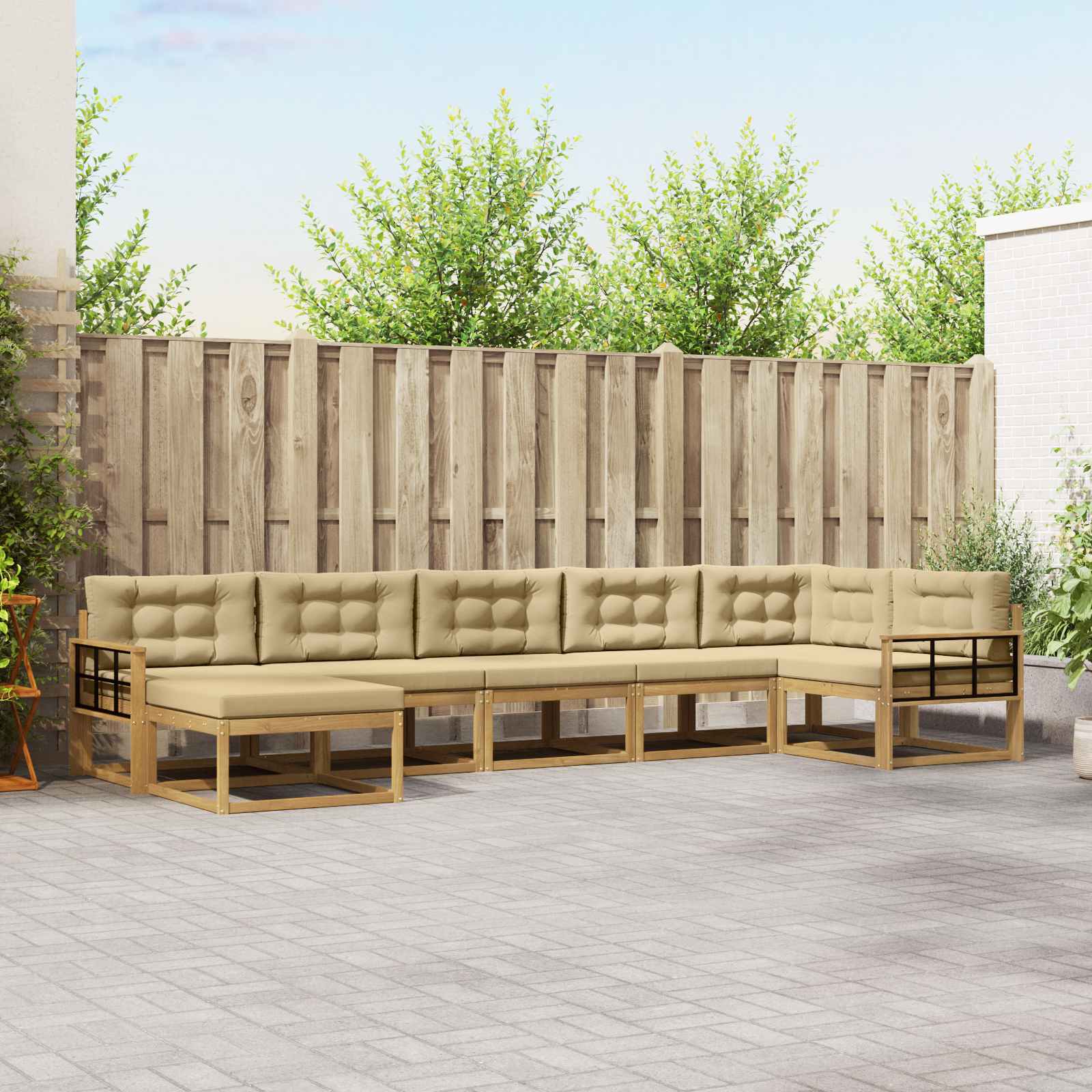 vidaXL Set de canapele de exterior cu pernă 7 pcs Alb și Bej