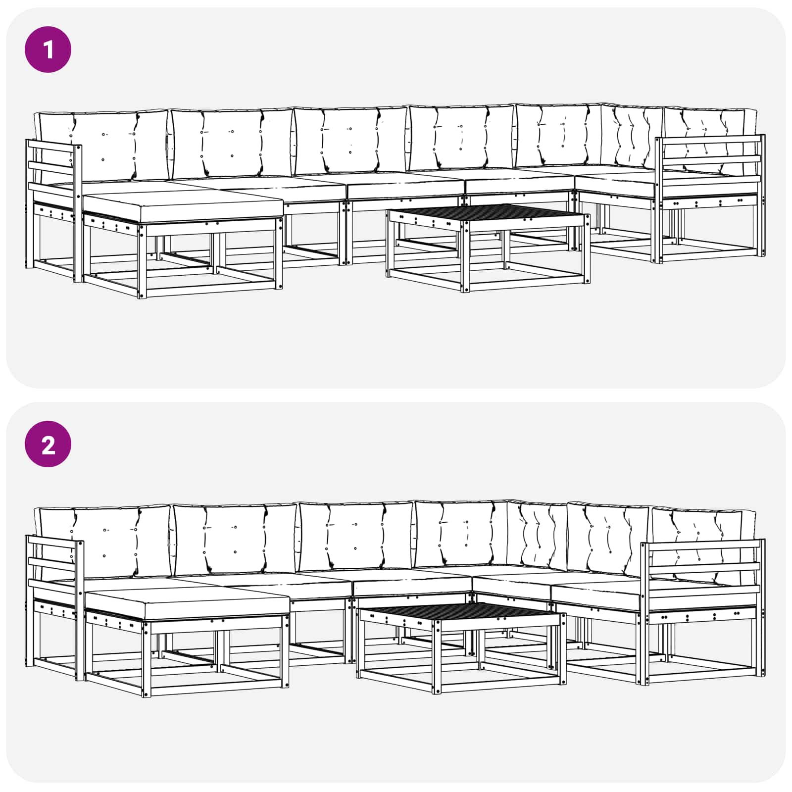 Zunanja garnitura za sedenje 8 pcs Bela in bež - slika 8