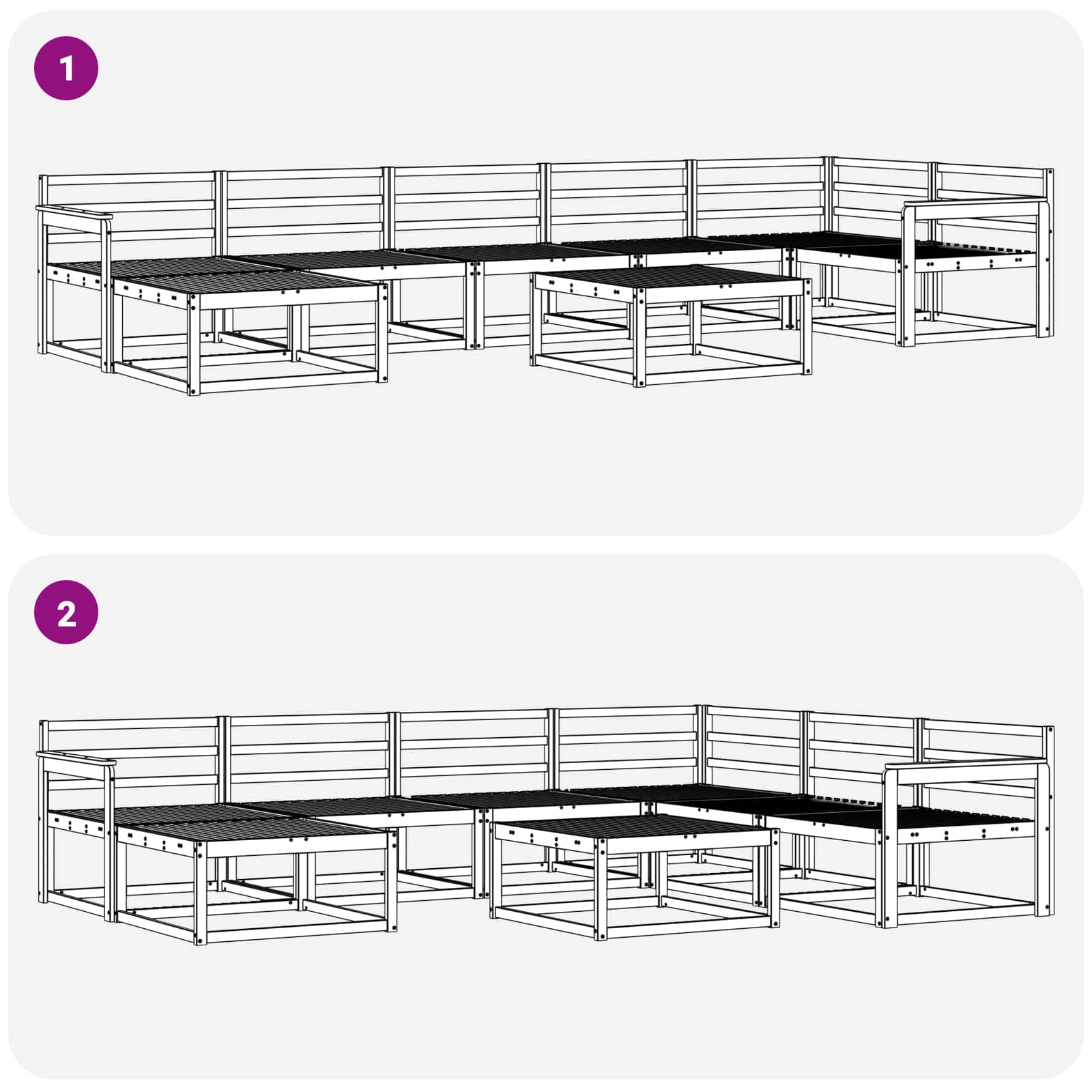 Buiten bankenset 8 pcs Wit Massief Acaciahout image 9