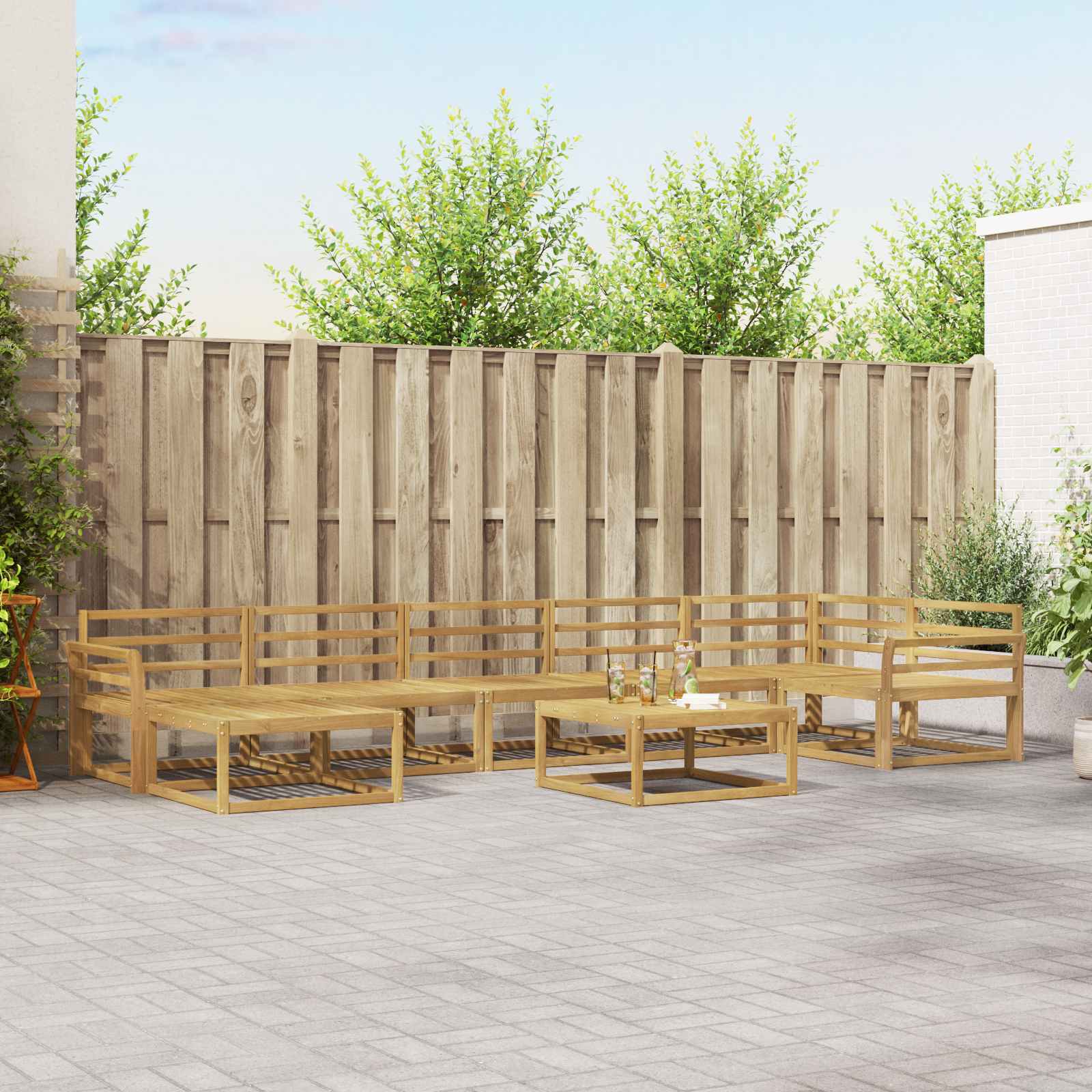 vidaXL Set de canapele de exterior 8 pcs Alb Lemn Solid de Acacia