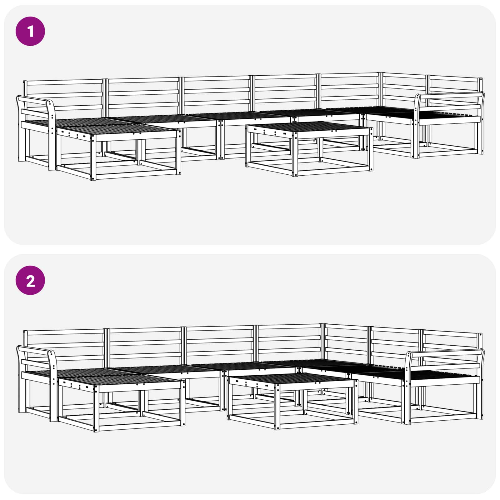 Buiten bankenset 8 pcs Wit Massief Acaciahout image 9