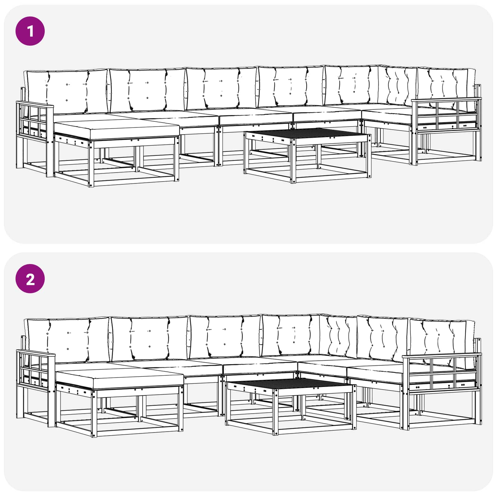 Zunanja garnitura za sedenje 8 pcs Bela in bež - slika 8