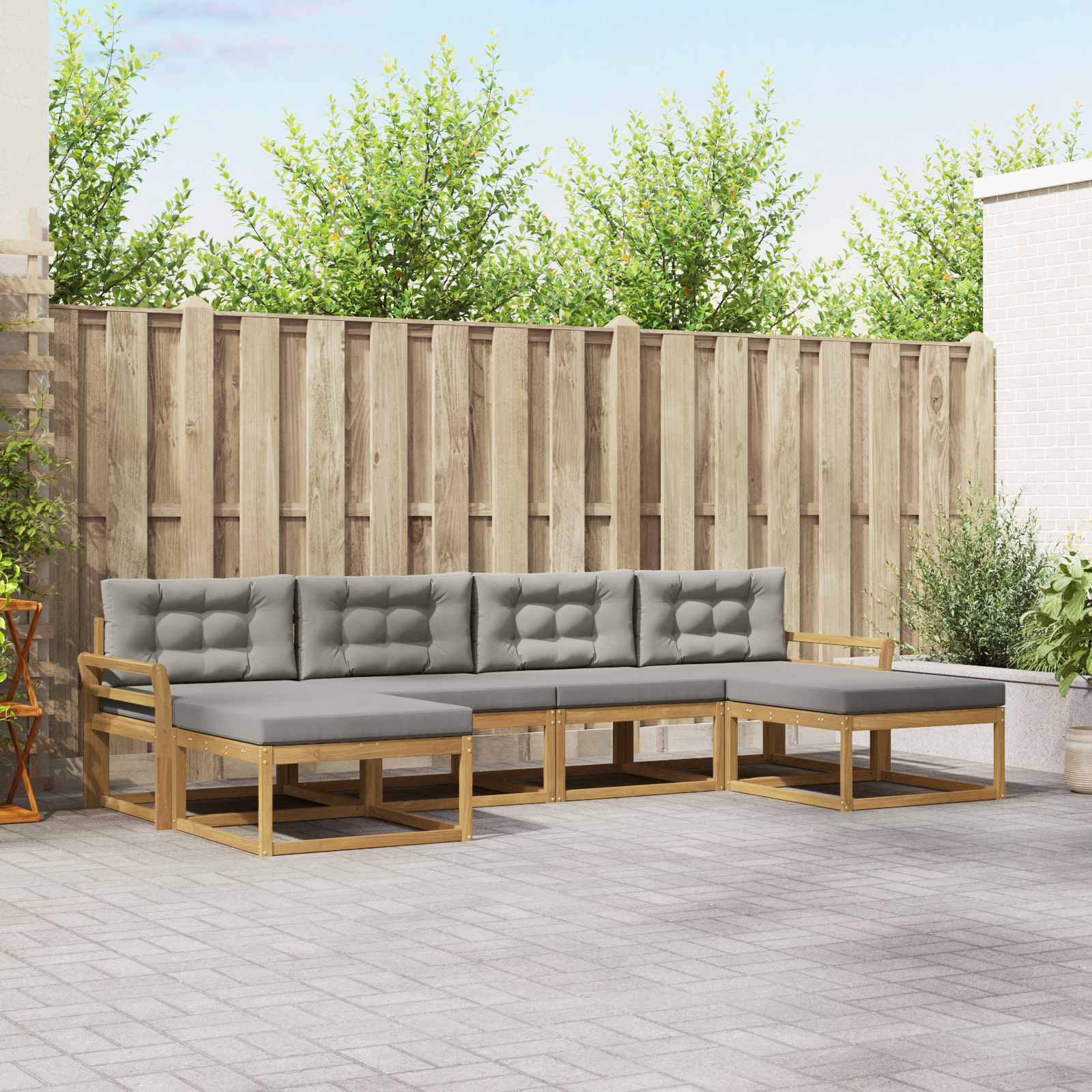 vidaXL Set de canapele de exterior cu pernă 6 pcs Alb și gri deschis