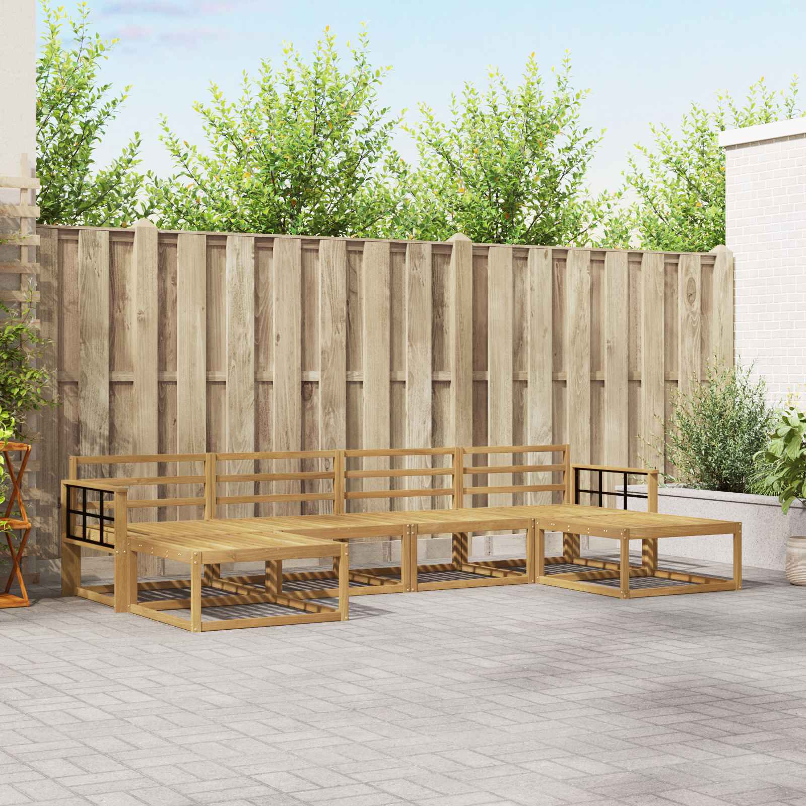 vidaXL Set de canapele de exterior 6 pcs Alb Lemn Solid de Acacia