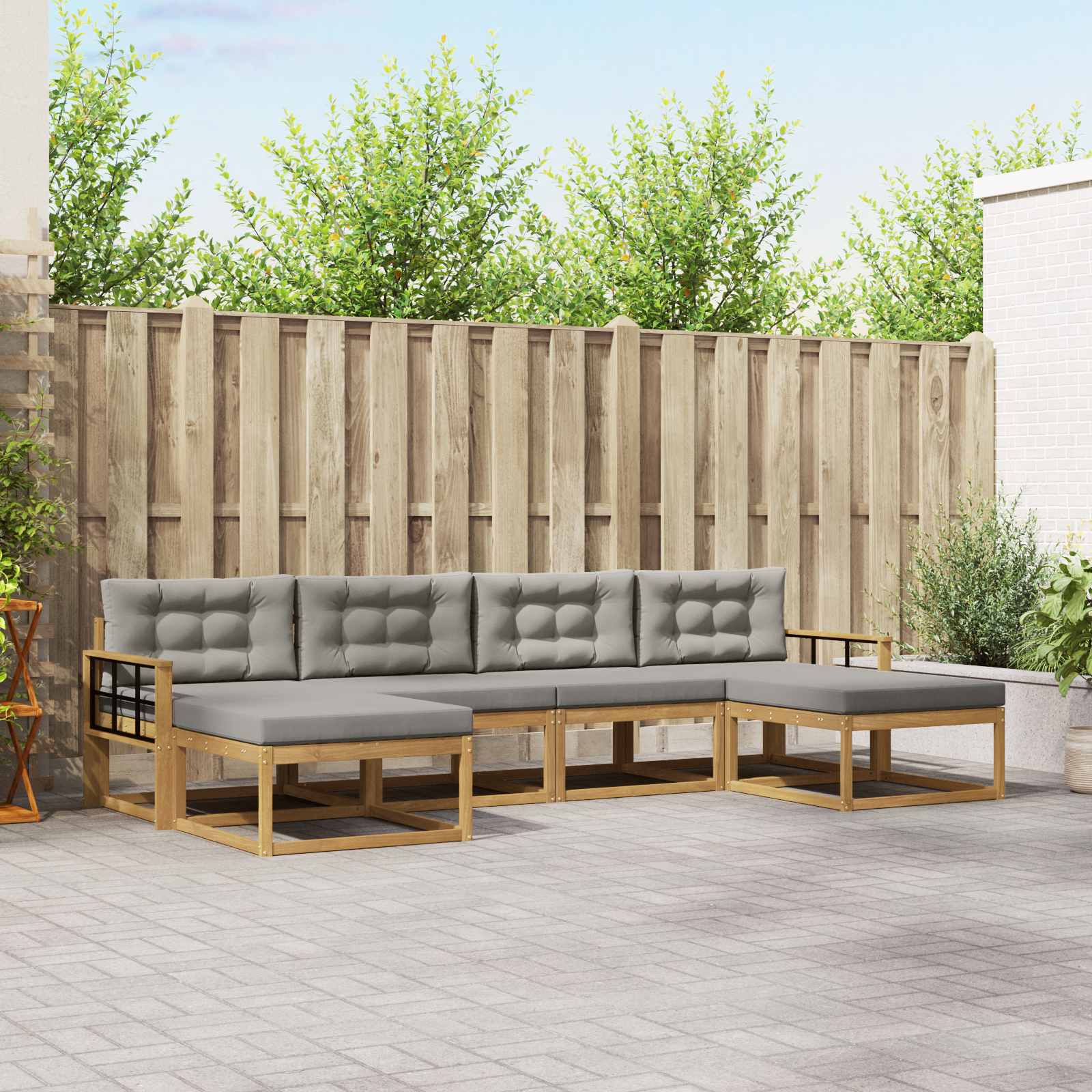 vidaXL Set de canapele de exterior cu pernă 6 pcs Alb și gri deschis