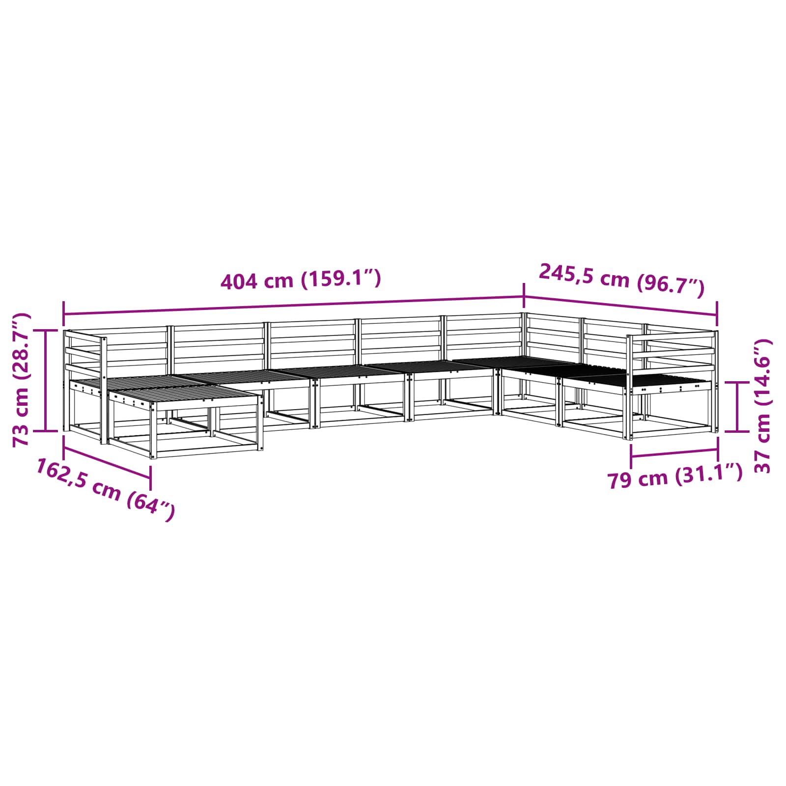Buiten bankenset 8 pcs Wit Massief Acaciahout image 8