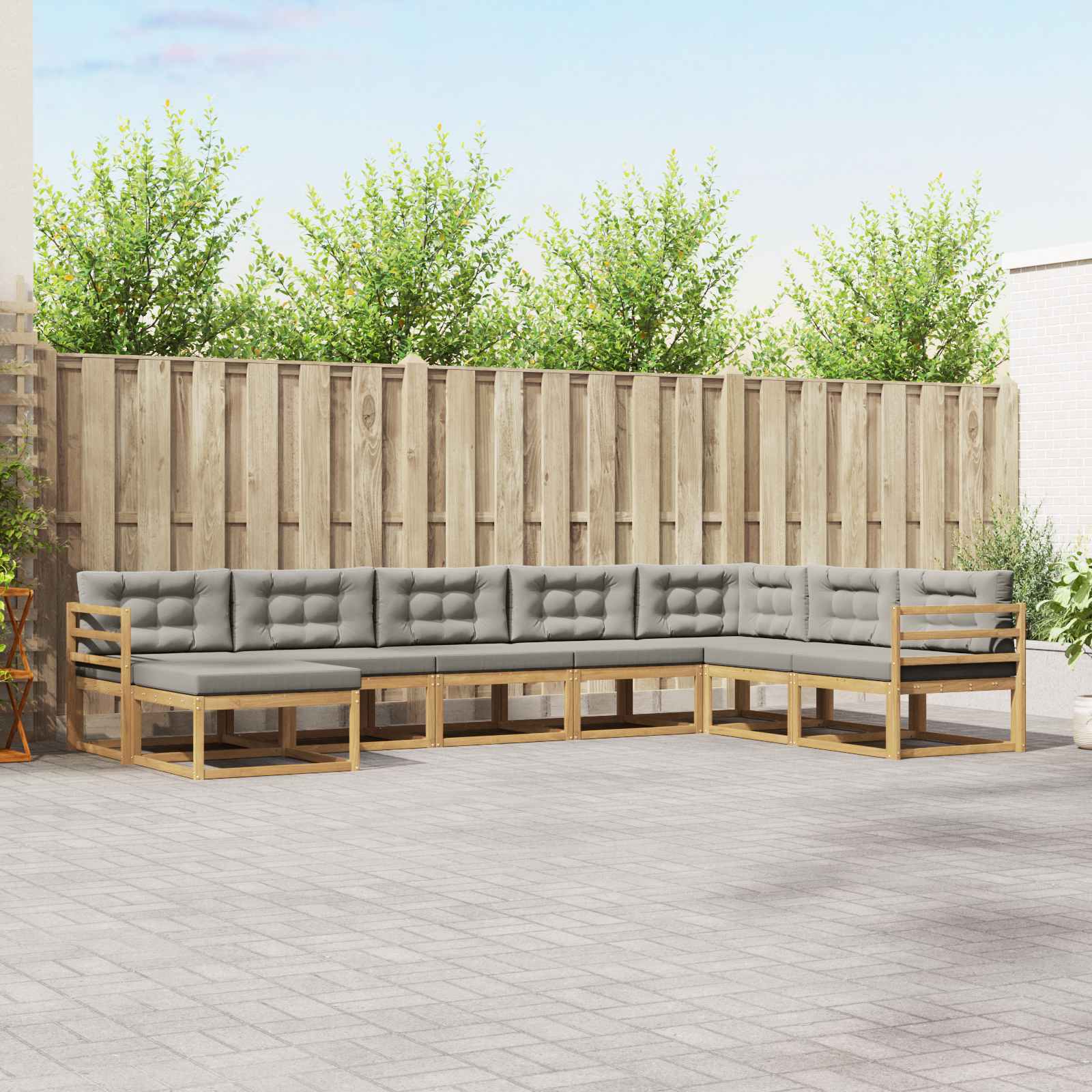 vidaXL Set de canapele de exterior 8 pcs Alb și gri deschis